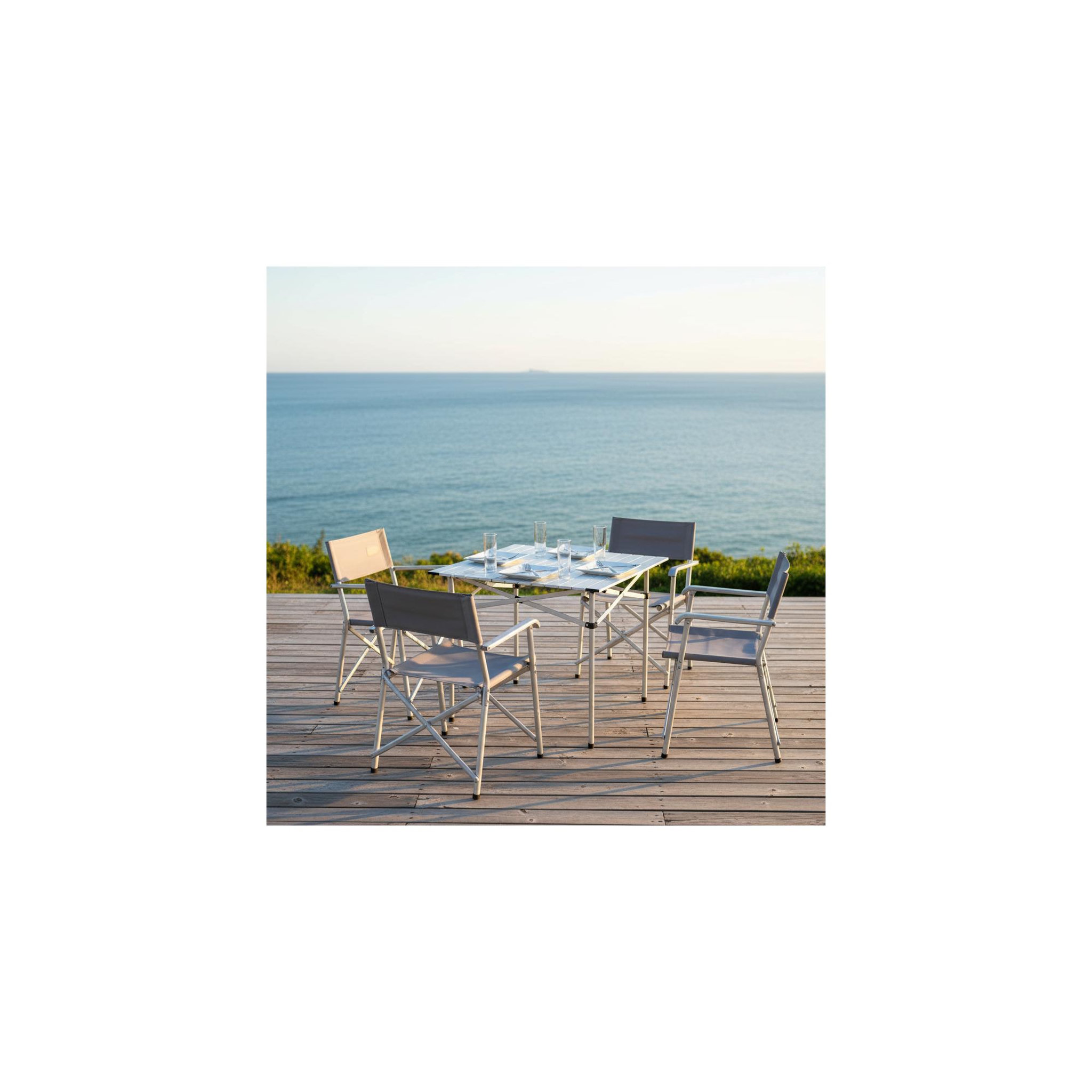 Voir la diapositive 3 : O'Camp Lot de 2 tables à lattes de camping - o'camp - housse de transport inclus - 70 x 70  x 70 cm