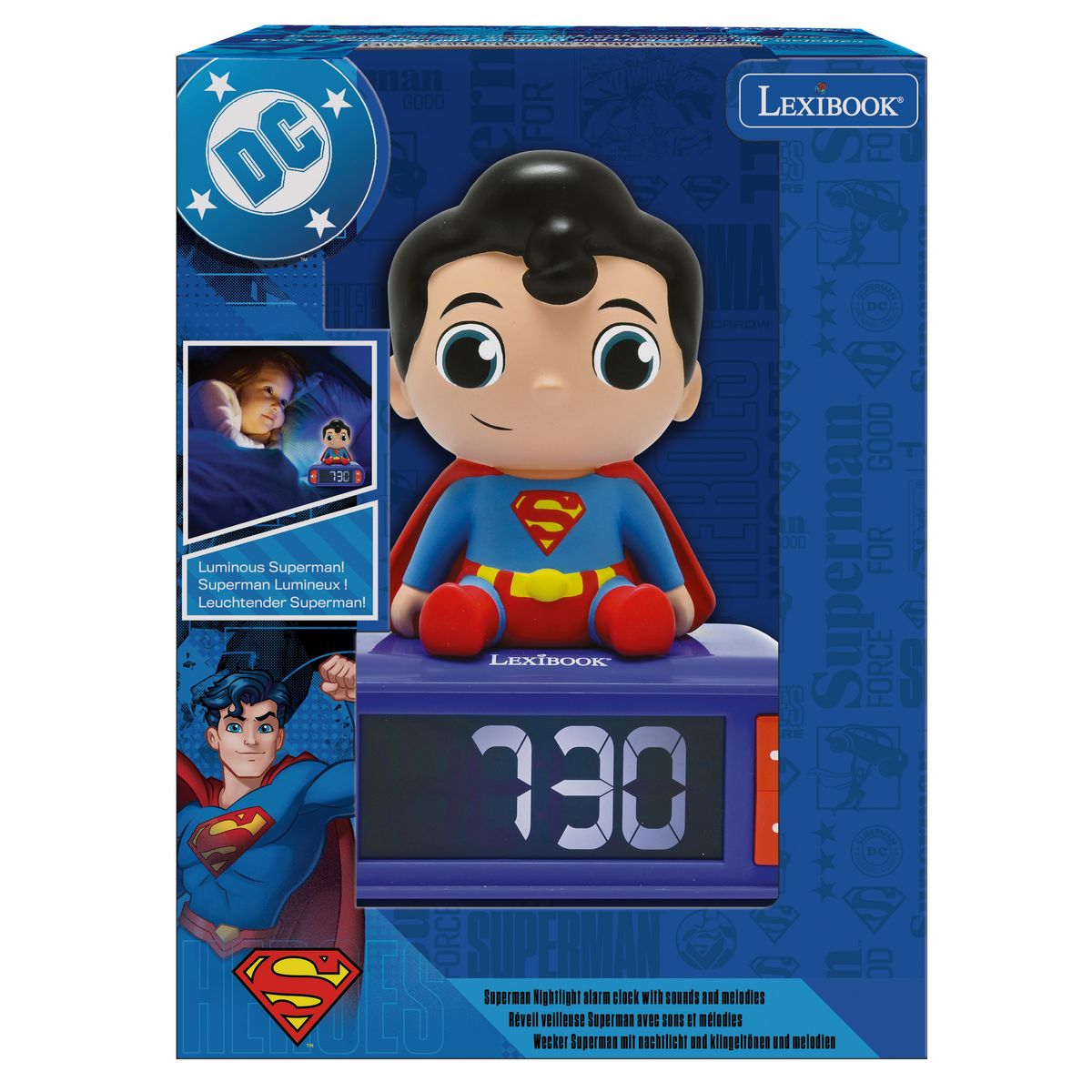 Lexibook Réveil avec veilleuse Superman en 3D