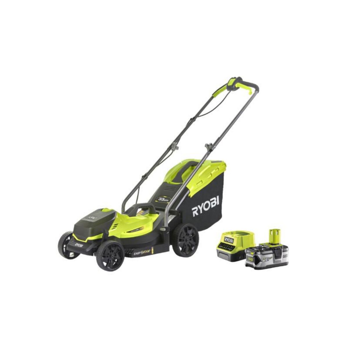 Ryobi Tondeuse poussée RYOBI - RLM18X33B40 - 18V One+ - coupe 33cm - 1 batterie 4.0Ah - 1 chargeur