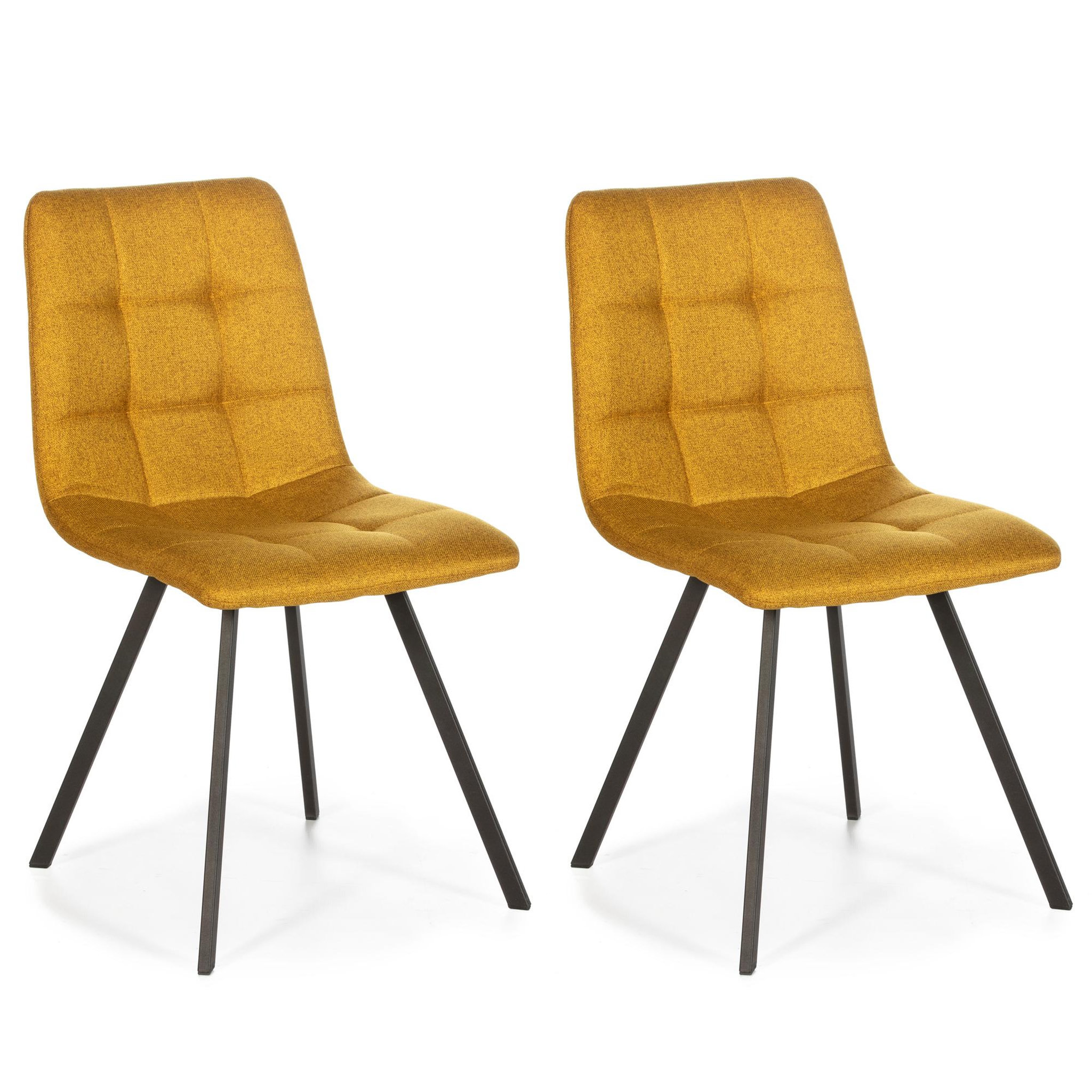 Voir la diapositive 1 : VS VENTA-STOCK Set de 2 chaises Salle à Manger Mila Tapissées Moutarde, 58 cm x 45 cm x 90 cm
