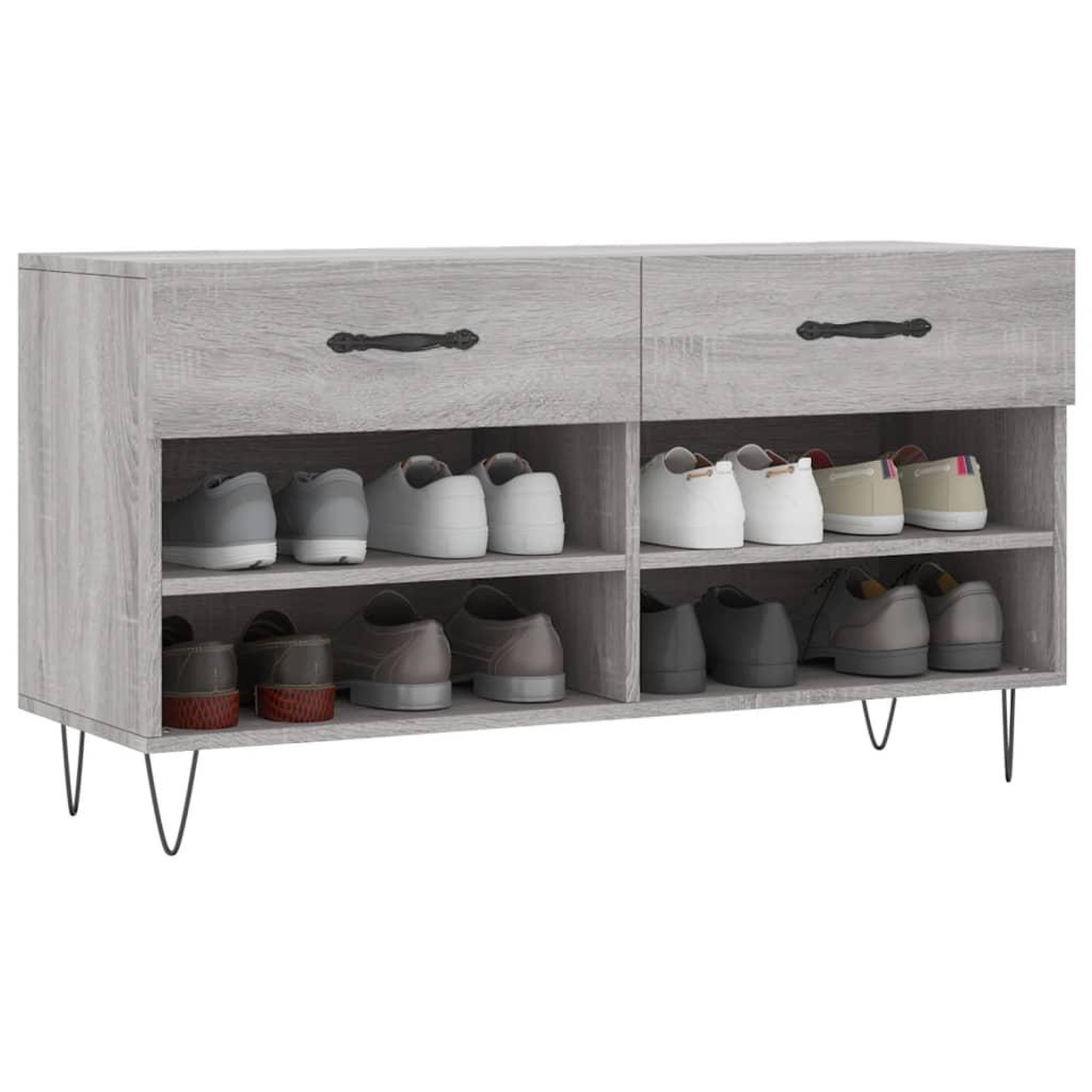 Voir la diapositive 3 : VIDAXL Banc a chaussures sonoma gris 102x35x55 cm bois d'ingenierie