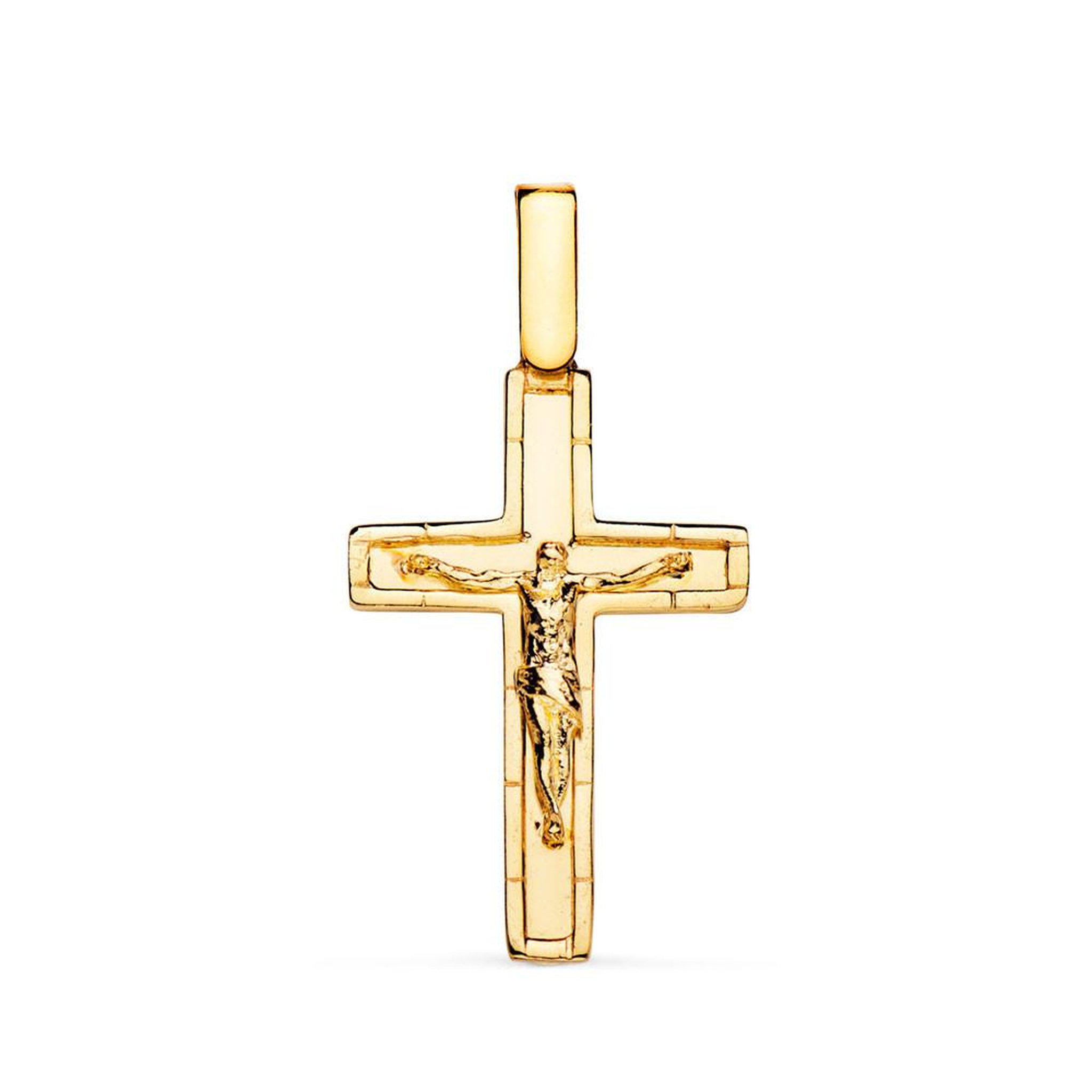 L'ATELIER D'AZUR Pendentif  - Médaille Christ sur la Croix Or 18 Carats 750 Jaune - Chaines Offertes