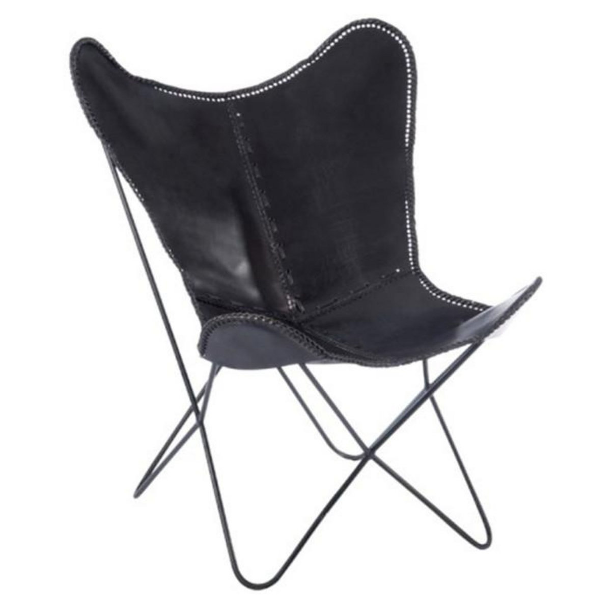 Paris Prix Fauteuil Design en Cuir  Papillon  92cm Noir