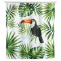Wenko Rideau de douche tropical Toucan - Polyester - 180 x 200 cm - Blanc