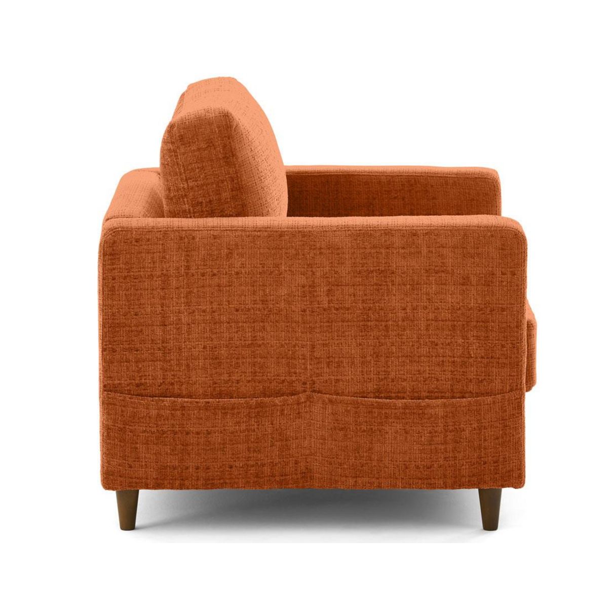 LISA DESIGN Anna - fauteuil avec poche en velours texturé - pieds en bois