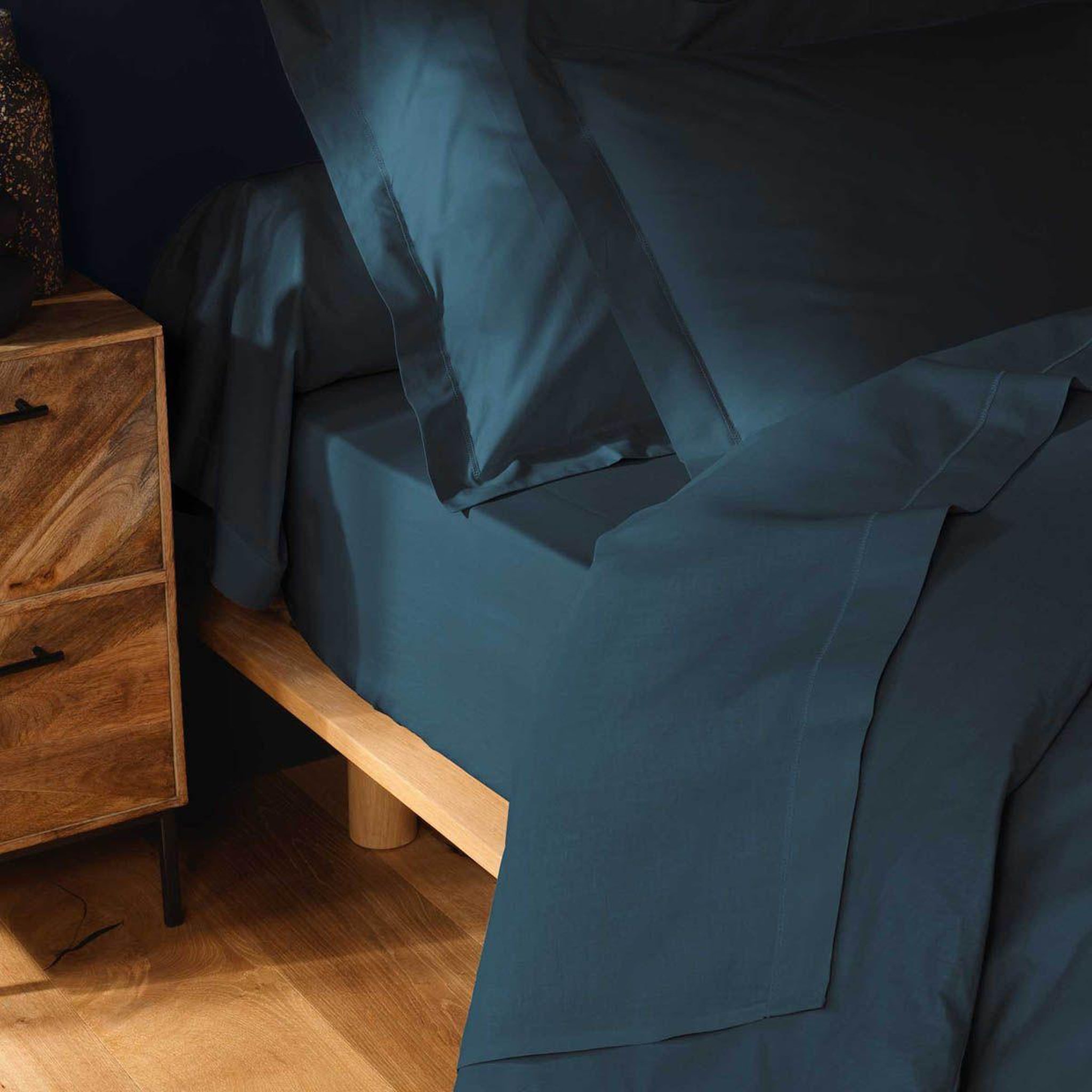 Voir la diapositive 2 : Douceur d'Intérieur Drap plat  lina  180x290cm bleu