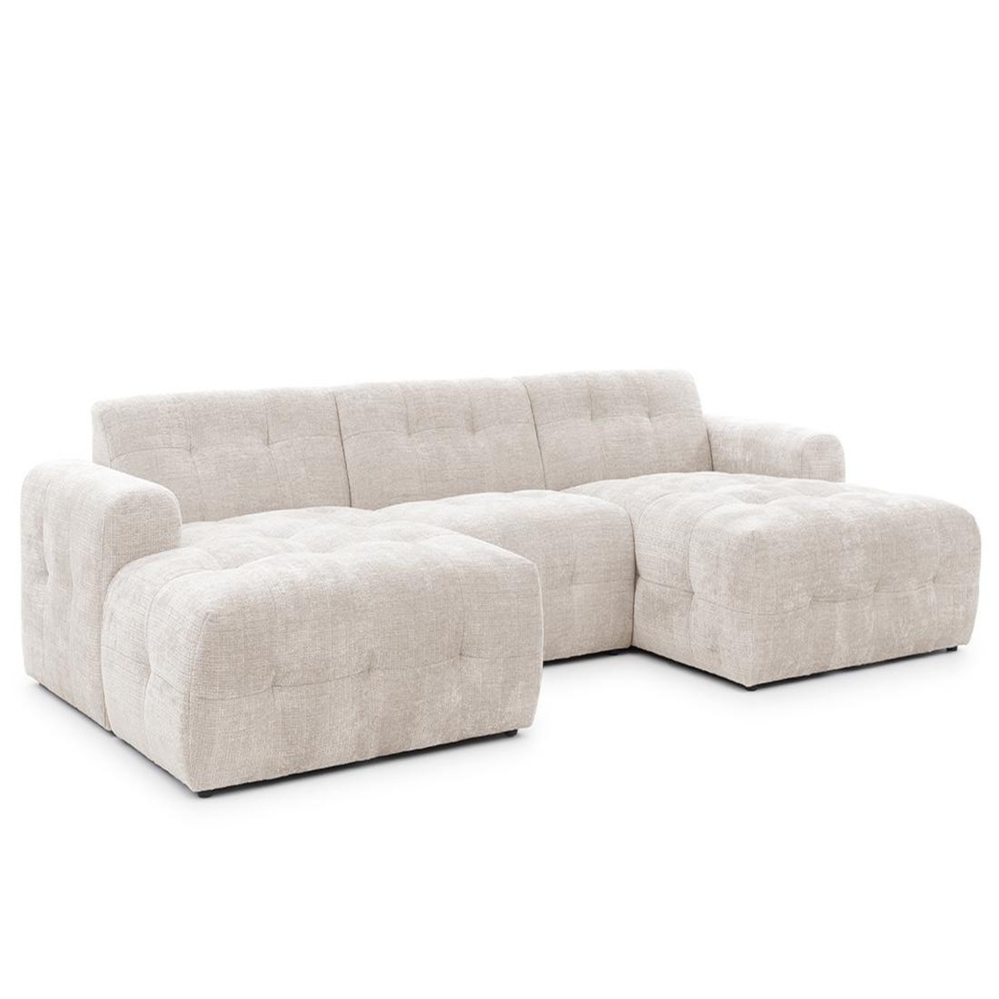 Voir la diapositive 6 : BEST MOBILIER Diane - canapé panoramique en u 6 places en velours texturé