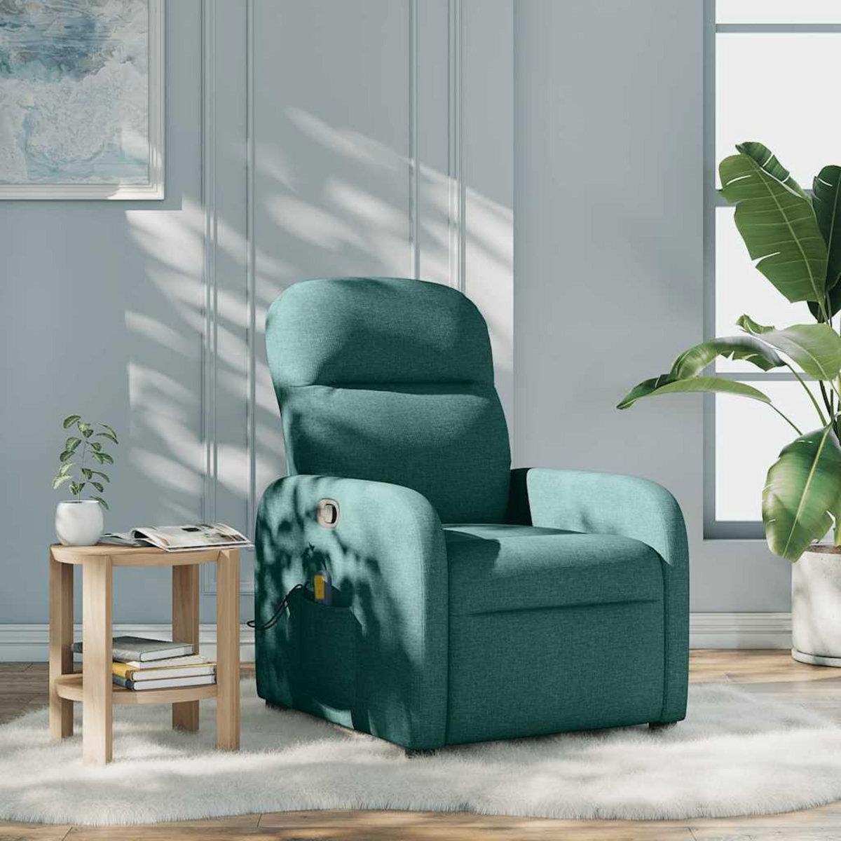 VIDAXL Fauteuil de massage inclinable Vert fonce Tissu