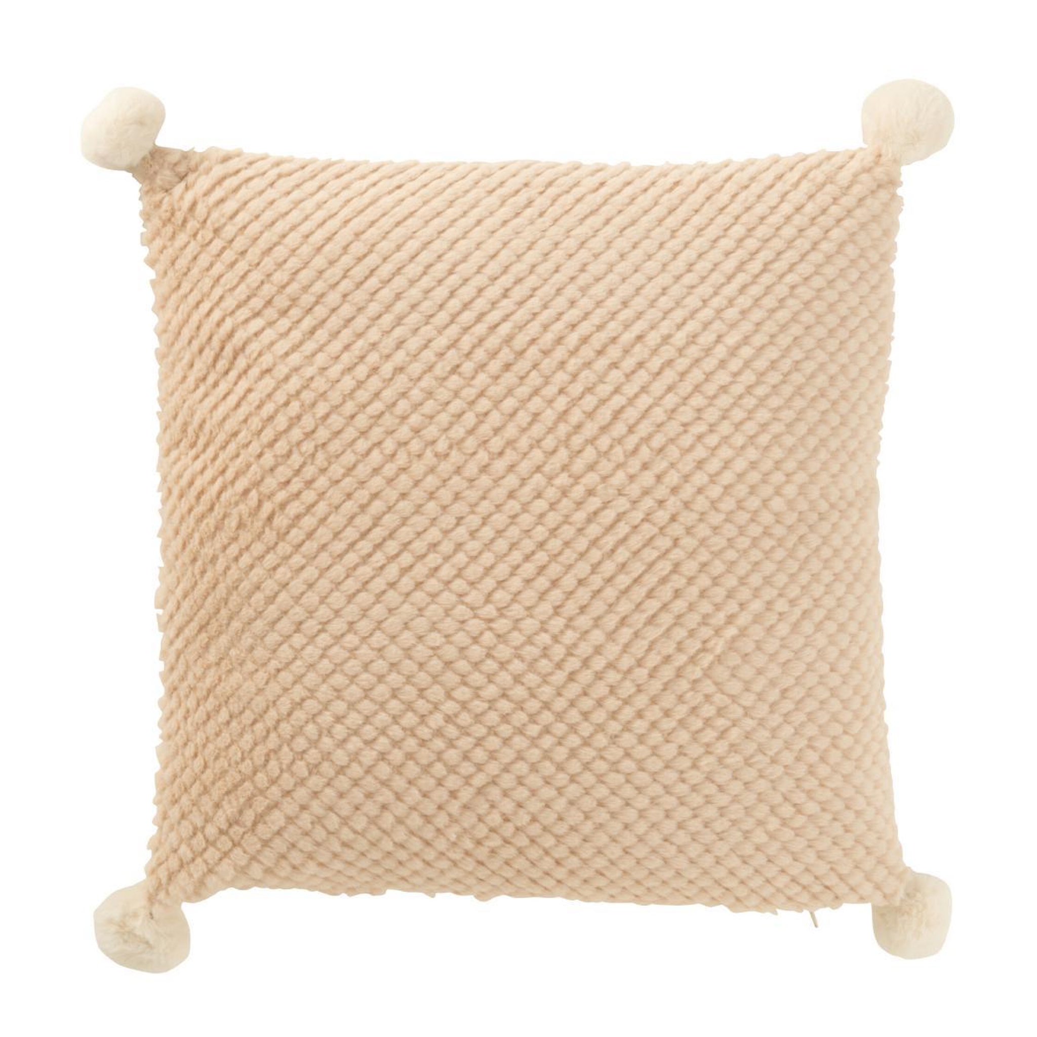 J-LINE Coussin déco à pompons  ulysse  45x45cm beige