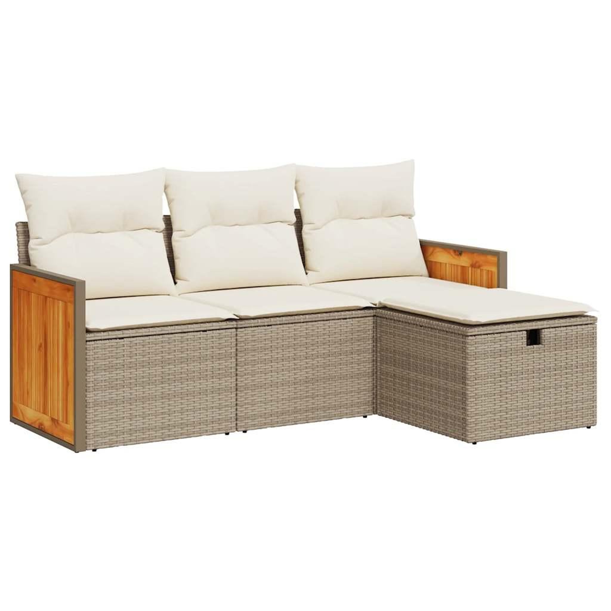 Voir la diapositive 2 : VIDAXL Salon de jardin avec coussins 4 pcs beige resine tressee
