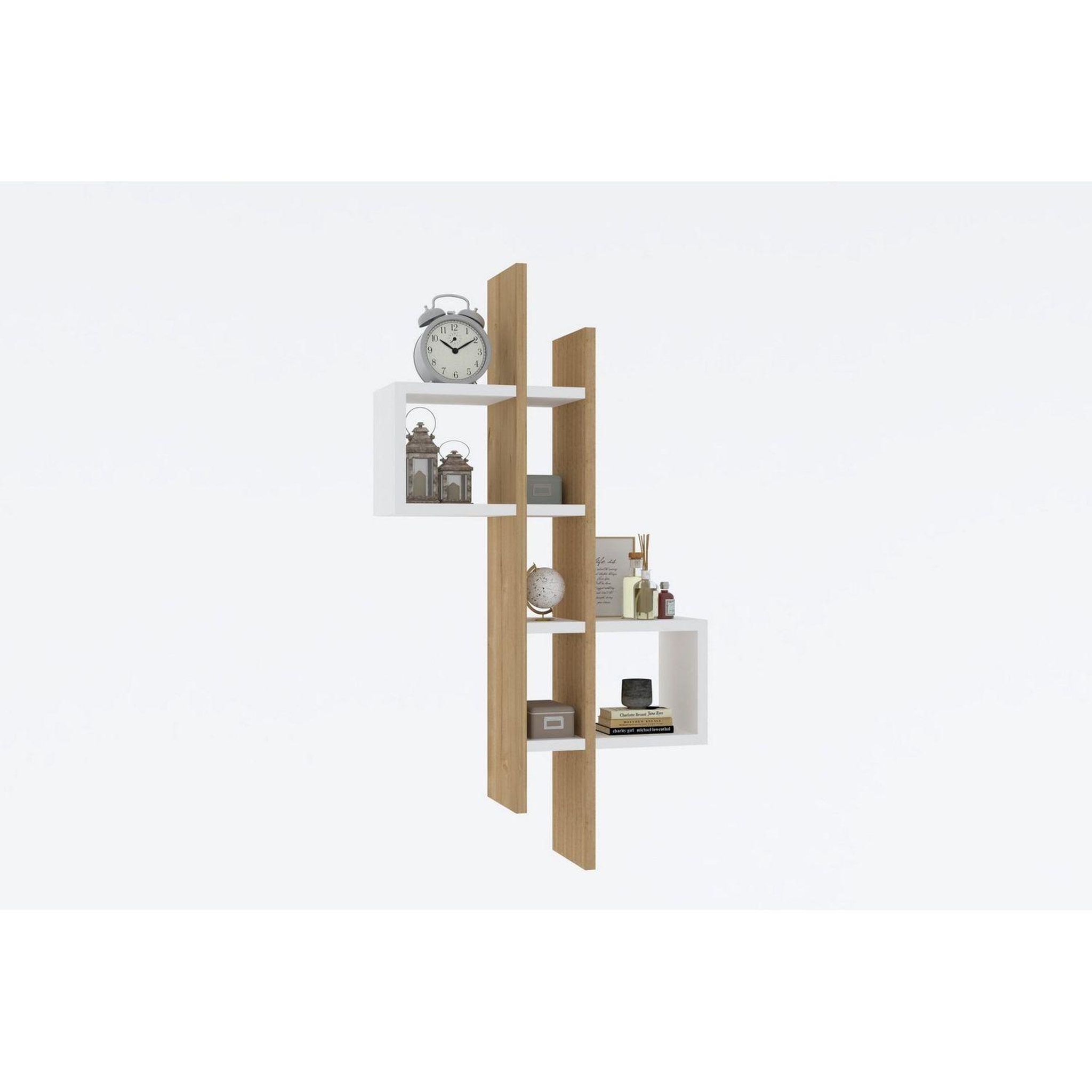 Voir la diapositive 4 : TOILINUX Etagère murale design effet bois alba - blanc