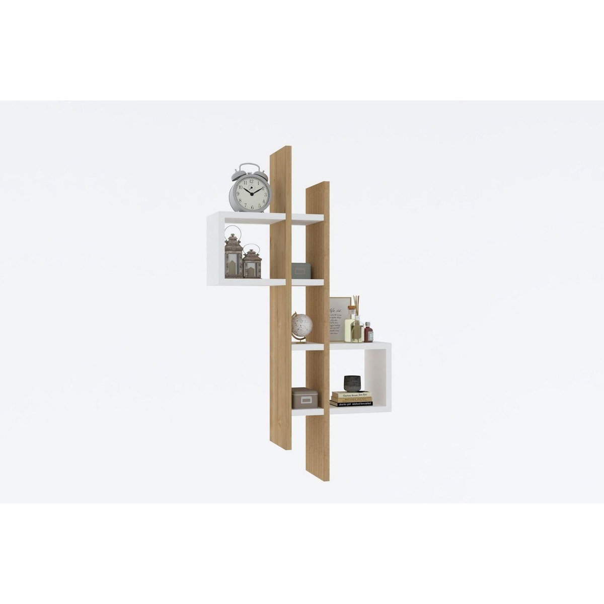 TOILINUX Etagère murale design effet bois ALBA - Blanc