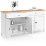Voir la diapositive 4 : ID MARKET Buffet 160cm ACHILLE 4 portes et 2 tiroirs blanc et plateau bois