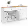 Voir la diapositive 4 : ID MARKET Buffet 160cm ACHILLE 4 portes et 2 tiroirs blanc et plateau bois