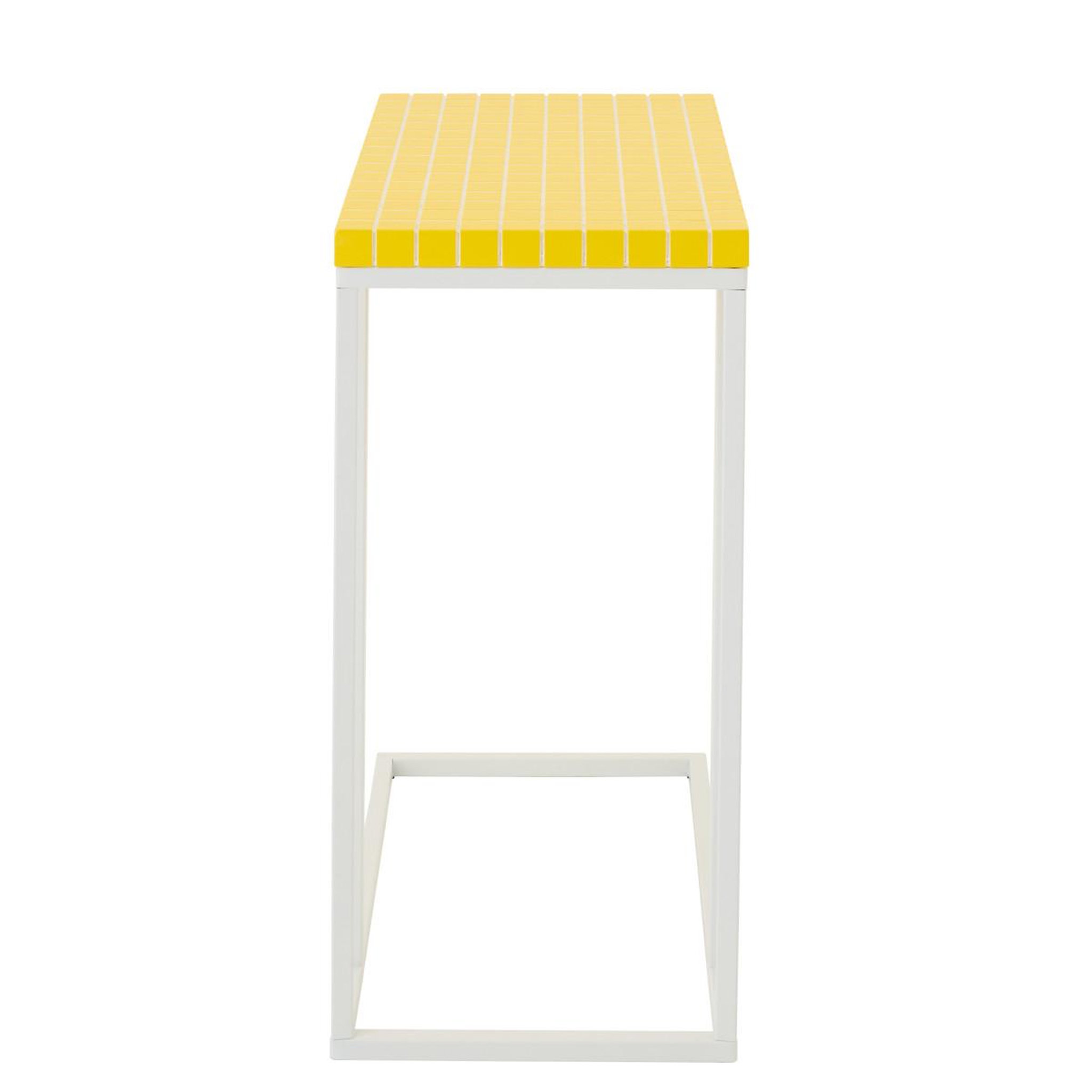 Voir la diapositive 3 : J-LINE Table d'appoint à carreaux  spia  60cm jaune & blanc