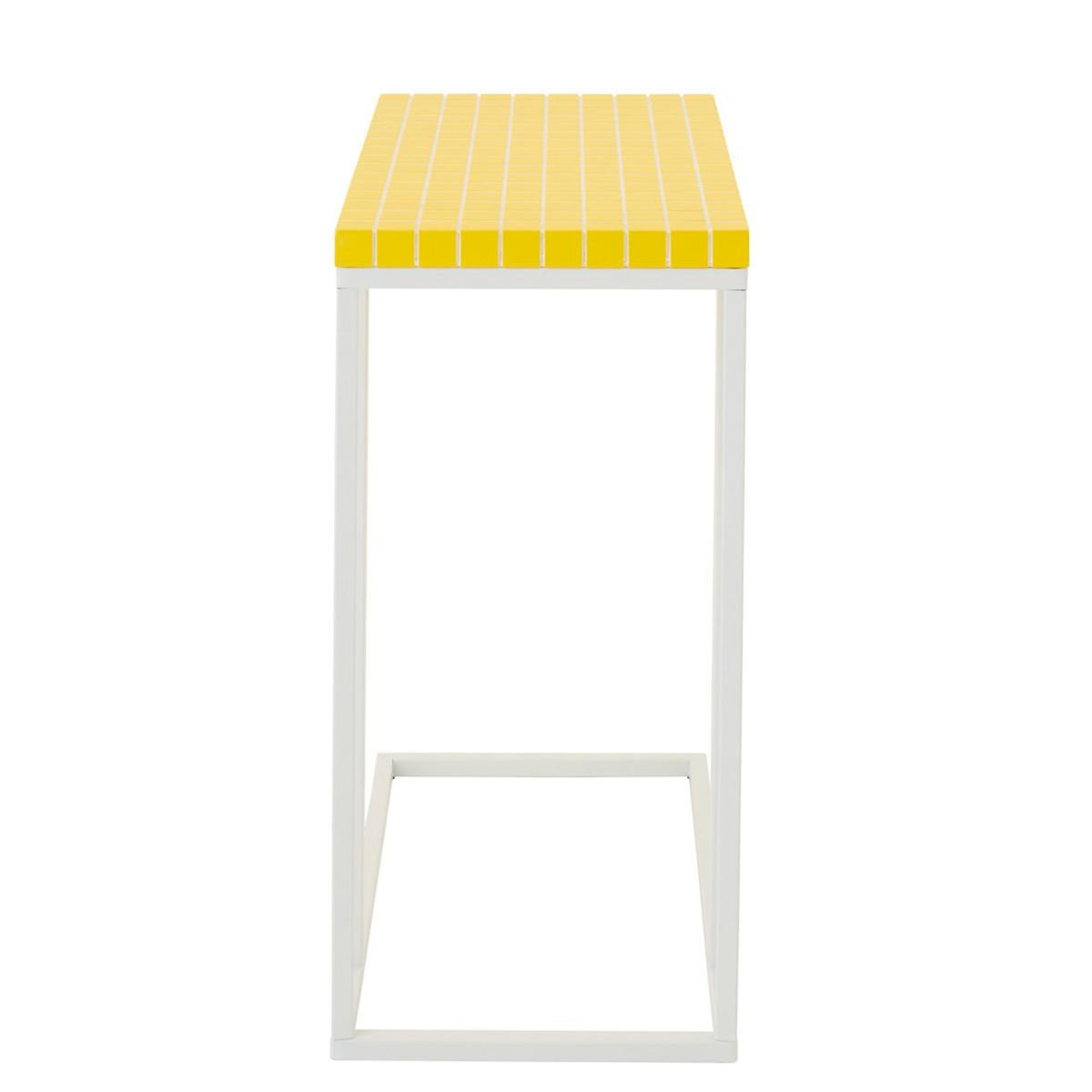 Paris Prix Table d'Appoint à Carreaux  Spia  60cm Jaune & Blanc
