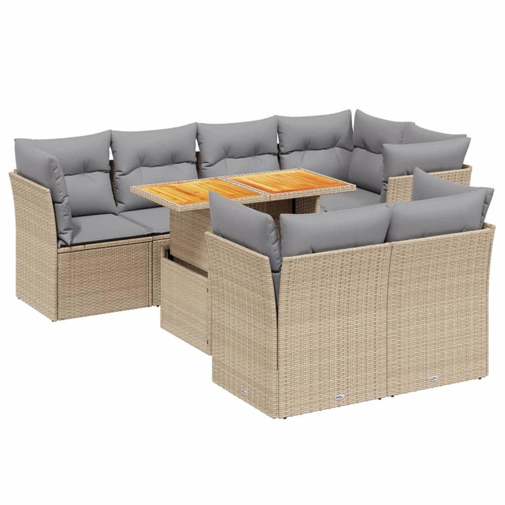 Voir la diapositive 2 : VIDAXL Salon de jardin avec coussins 8 pcs beige resine tressee