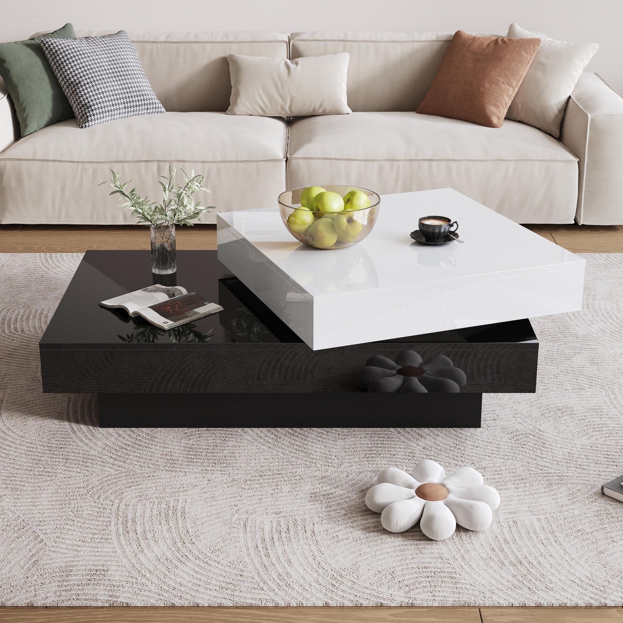 Voir la diapositive 3 : MERAX Table Basse Avec Une Table Rotative à 360 Degrés