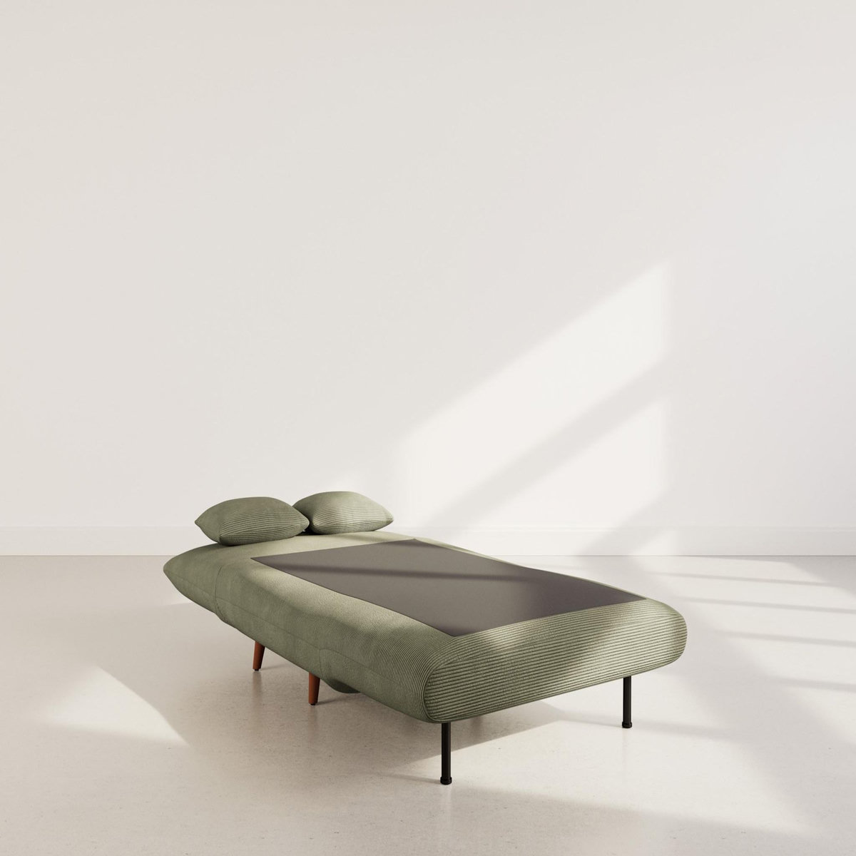 BEST MOBILIER Lumi - banquette convertible clic-clac 1 place en velours côtelé