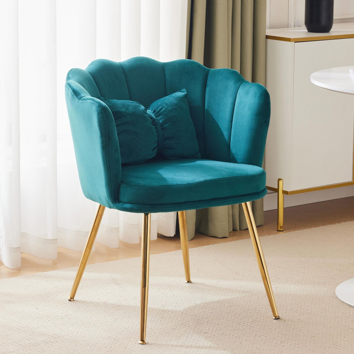 MERAX Fauteuil Fixe Avec Coussin Papillon Et Pieds En Métal Vert