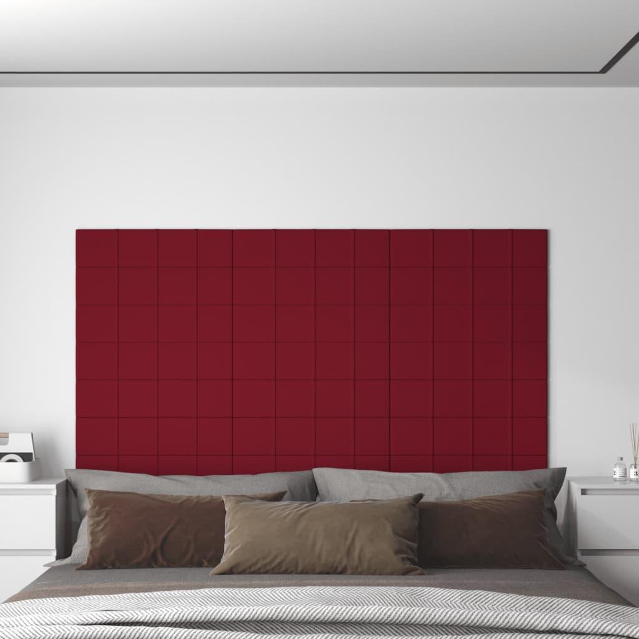 Voir la diapositive 1 : VIDAXL Panneaux muraux 12 pcs Rouge bordeaux 60x15 cm Velours 1,08 m^2