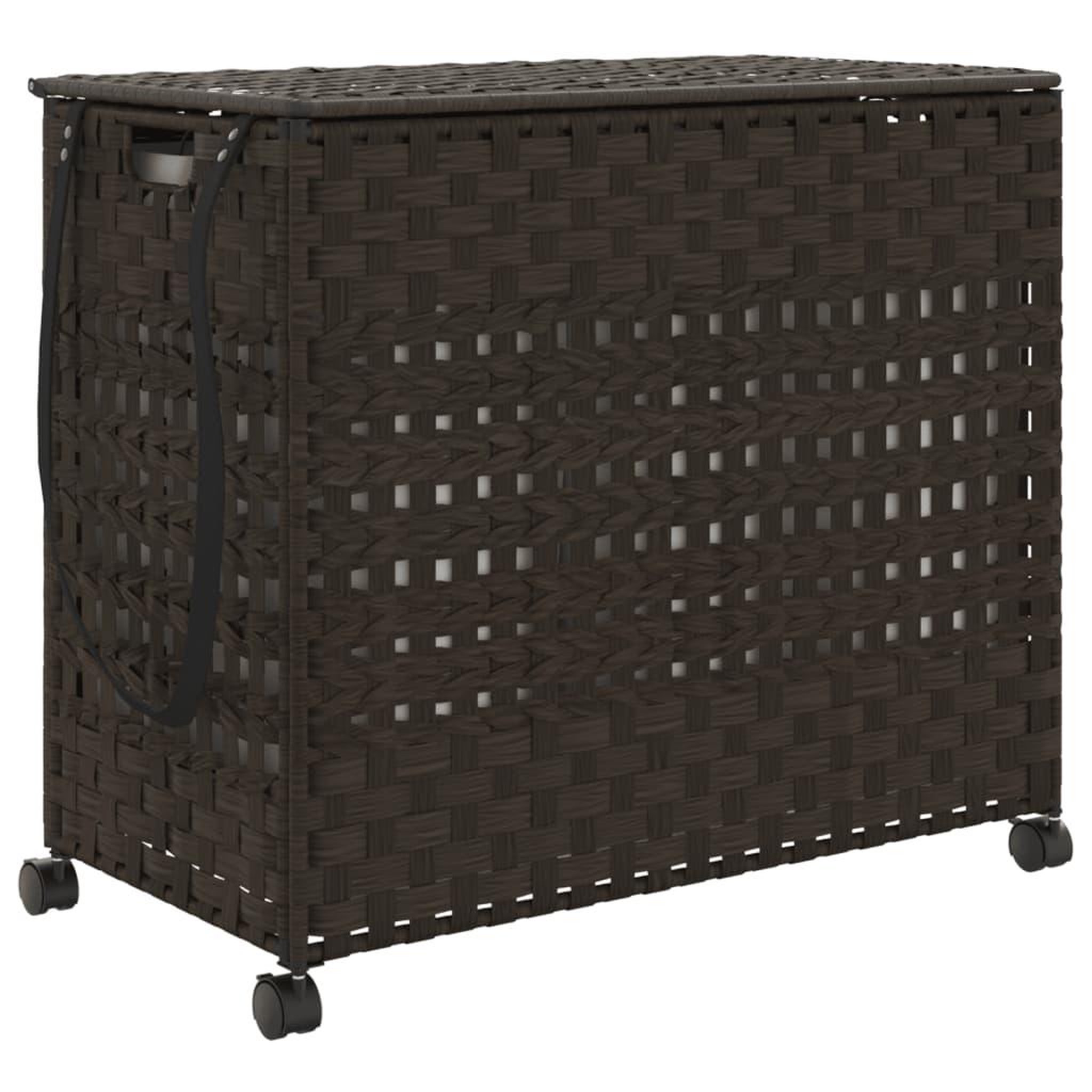 Voir la diapositive 2 : VIDAXL Panier a linge avec roulettes marron fonce 66x35x60 cm