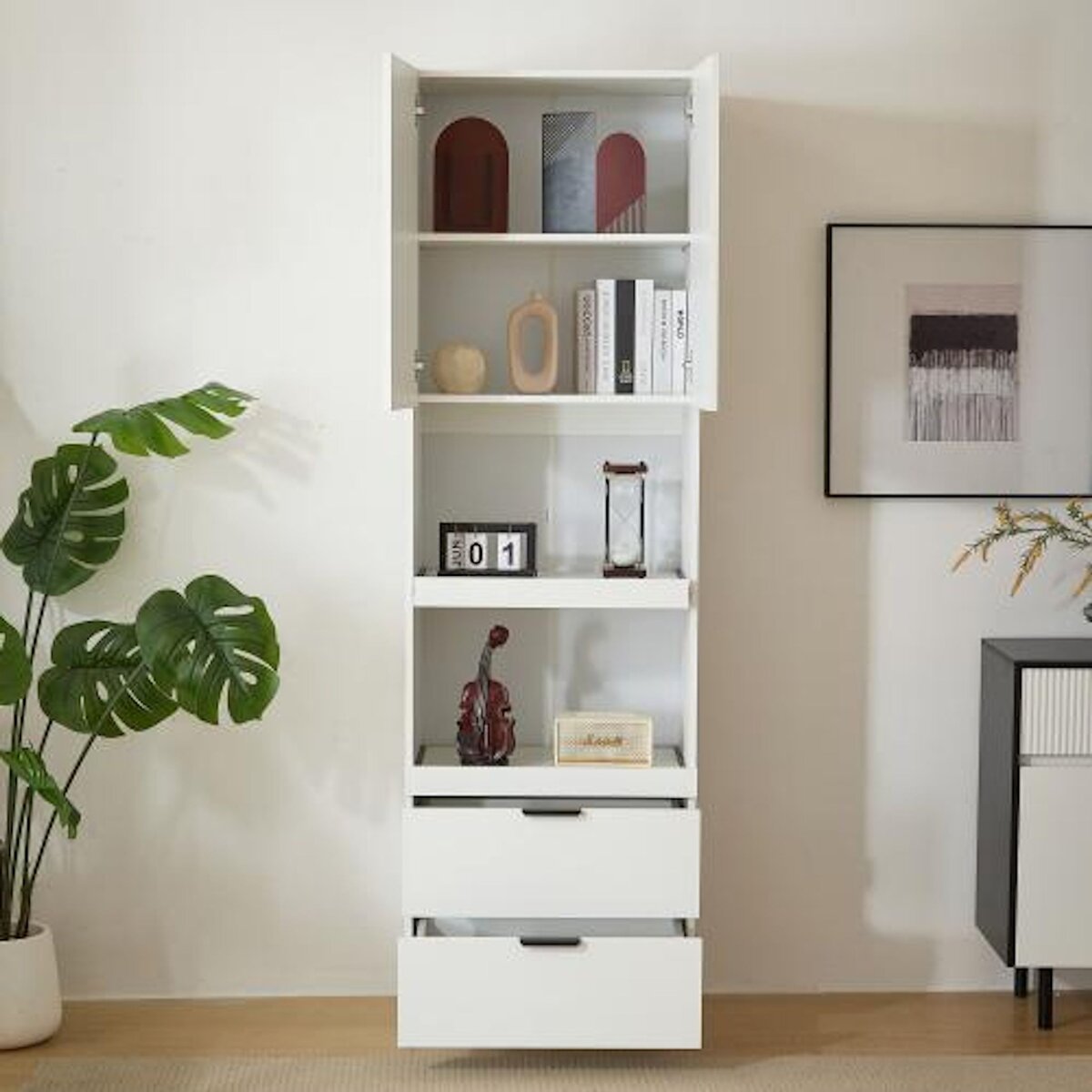 MERAX Buffet de cuisine 4 portes 0 tiroirs - 59,5 cm blanc mdf