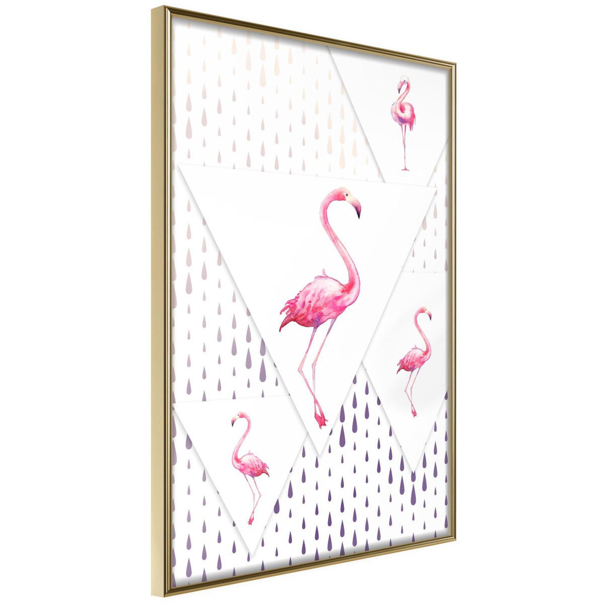 Voir la diapositive 1 : Paris Prix Affiche murale encadrée  flamingos and triangles