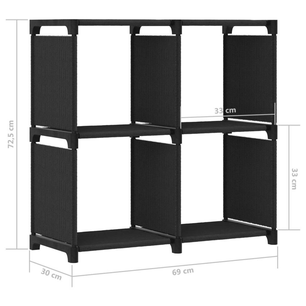 VIDAXL Etagere d'affichage 4 cubes Noir 69x30x72,5 cm Tissu