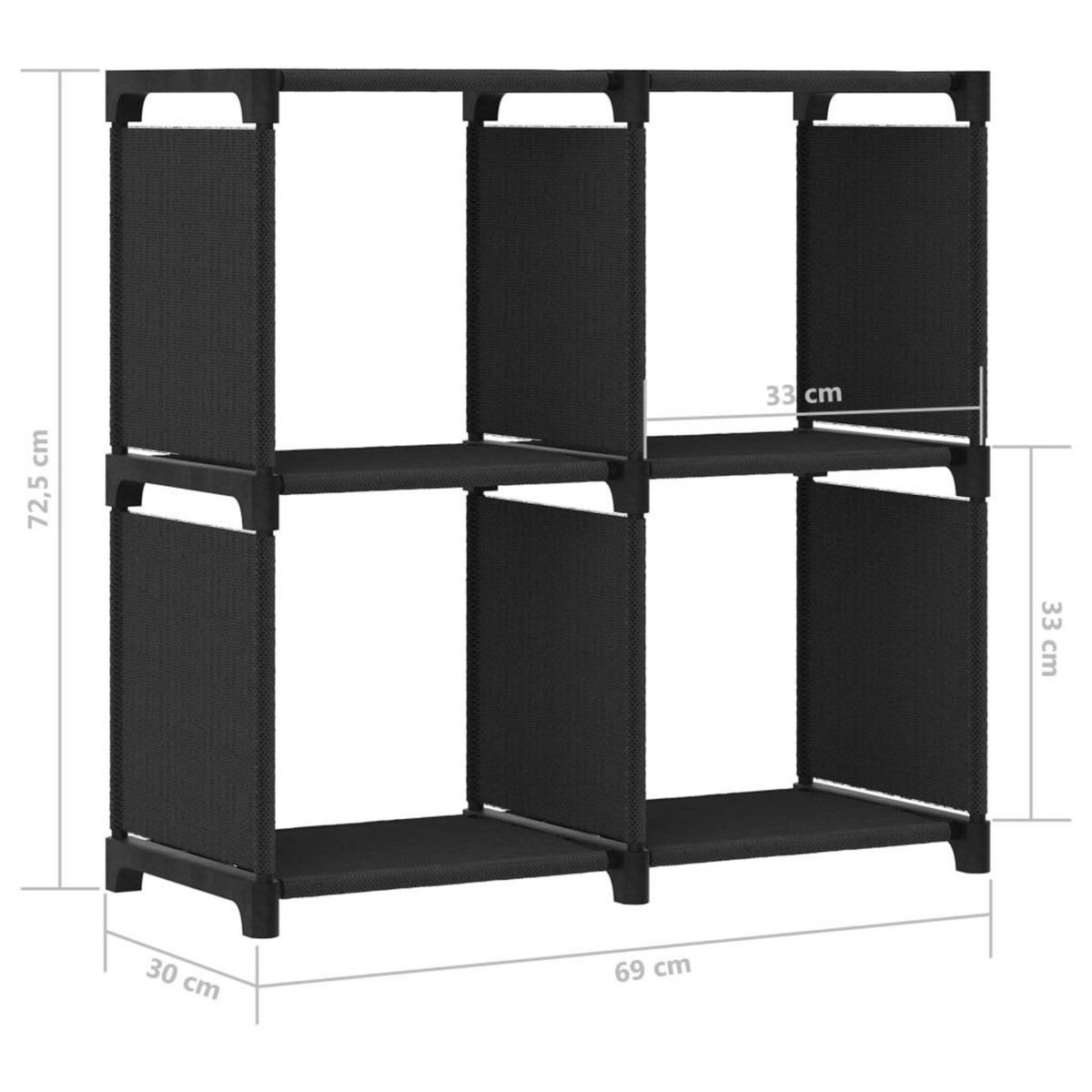 VIDAXL Etagere d'affichage 4 cubes Noir 69x30x72,5 cm Tissu