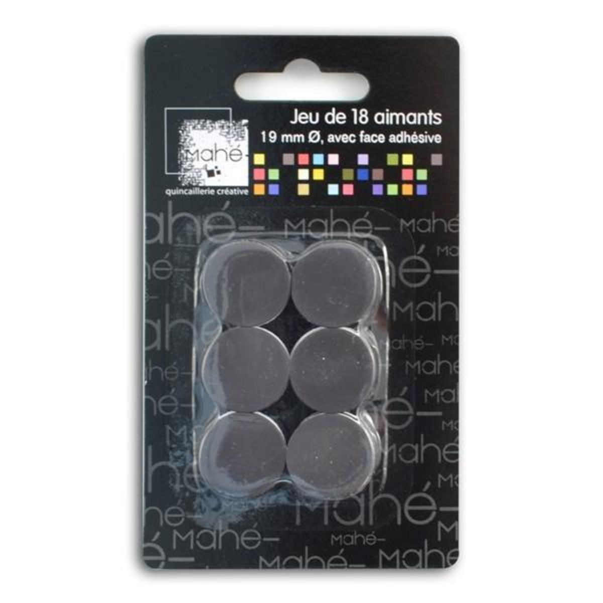 Mahé 18 aimants ronds adhésifs 1,9 cm