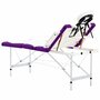 VIDAXL Table de massage pliable 4 zones Aluminium Blanc et violet