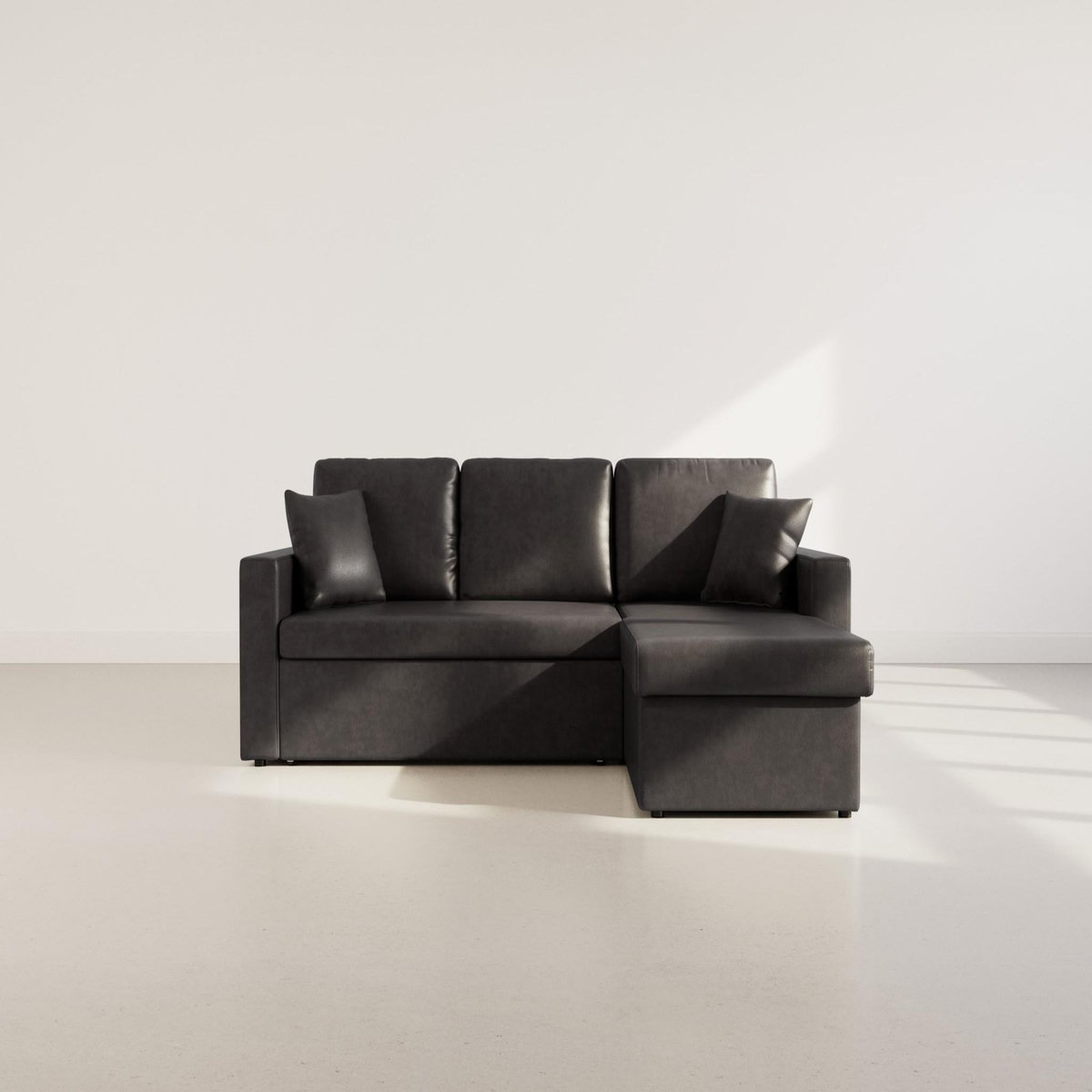 BEST MOBILIER Cyrus - canapé d'angle réversible 4 places - convertible avec coffre - en simili