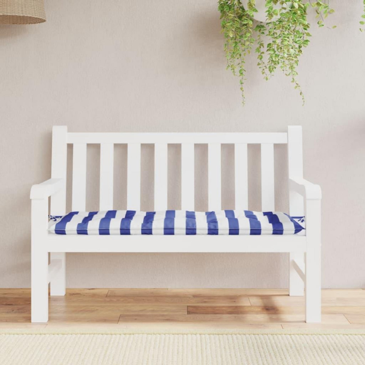 VIDAXL Coussin de banc de jardin rayures bleues et blanches 120x50x7cm