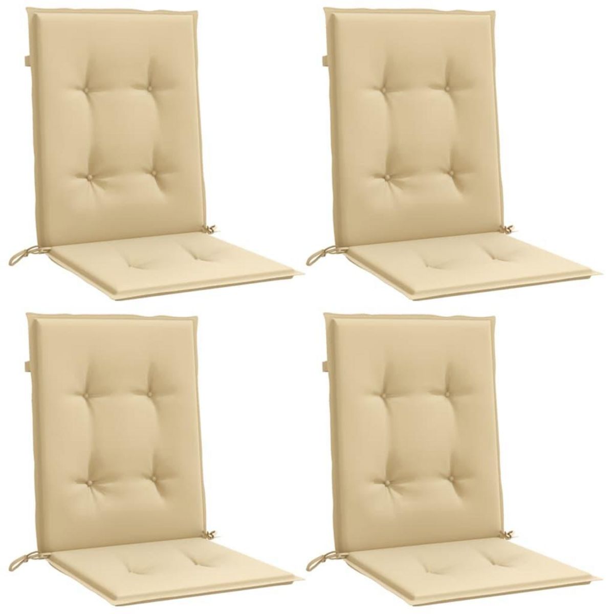 VIDAXL Coussins de chaise a dossier bas lot de 4 beige melange tissu