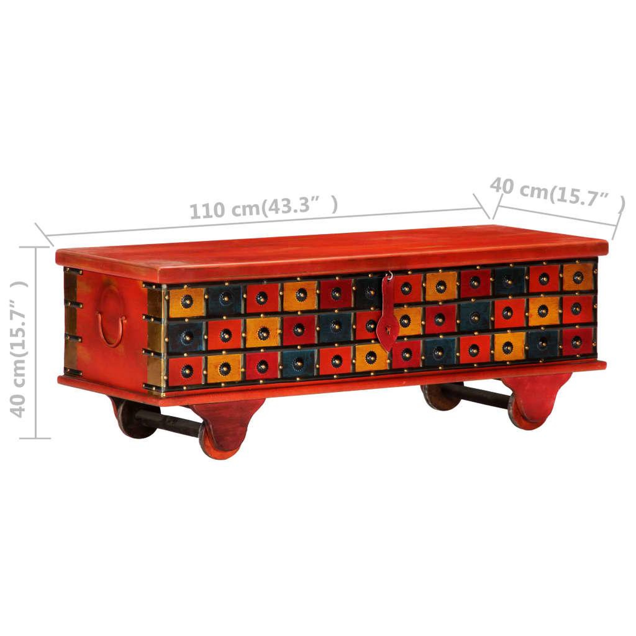 Voir la diapositive 6 : VIDAXL Boîte de rangement Rouge 110x40x40 cm Bois d'acacia massif