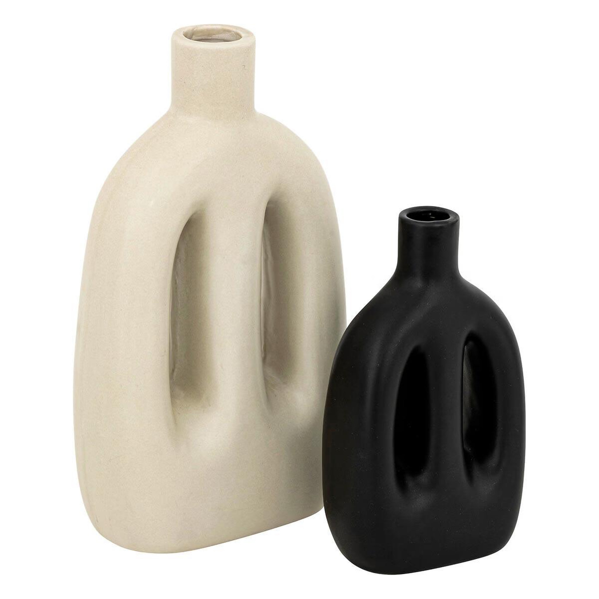 ATMOSPHERA Lot de 2 vases  inuit dreams  20cm beige & noir