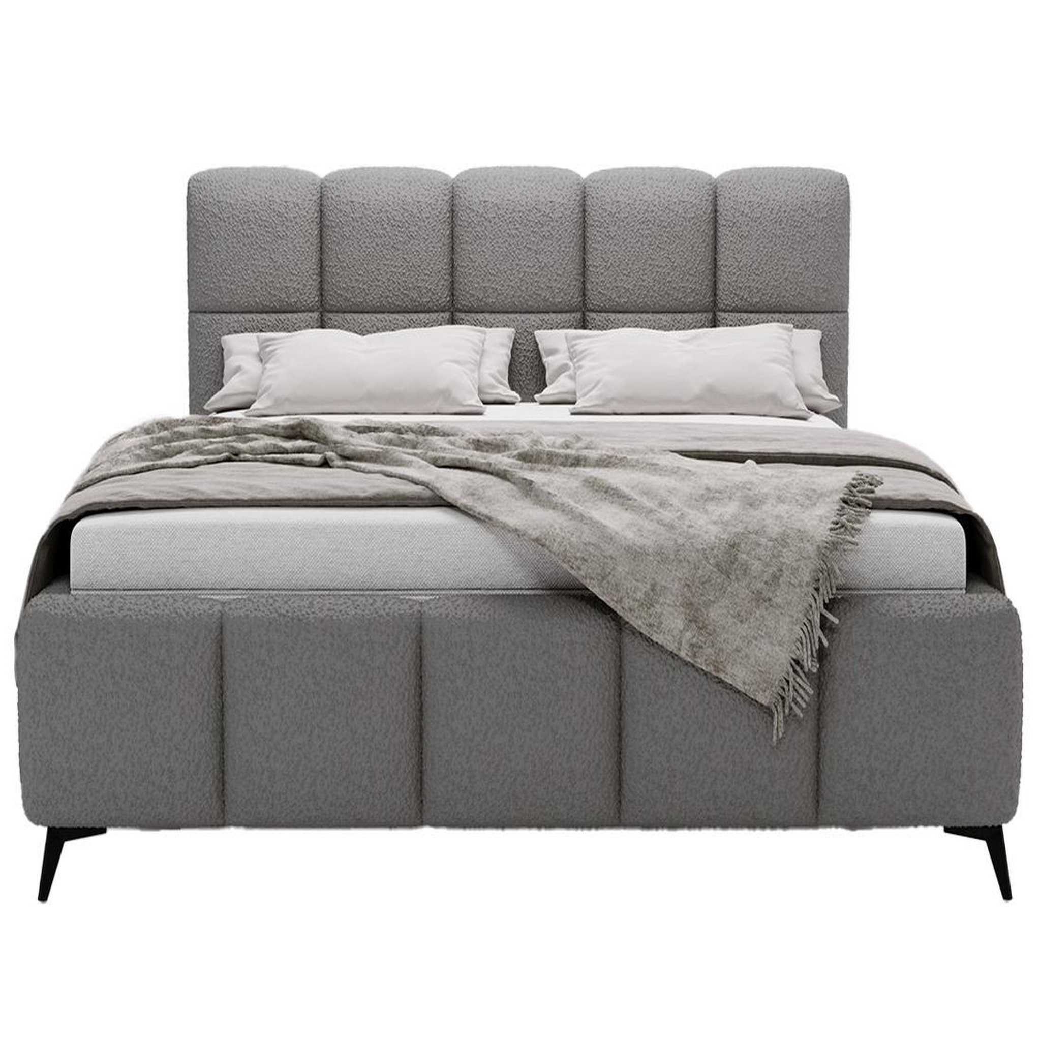 Voir la diapositive 1 : BEST MOBILIER Paulito - lit coffre queen size - 160x200 cm - sommier inclus - en tissu bouclette