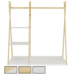 IDIMEX Penderie pour enfants LOTTE avec 3 étagères, en bois massif. Coloris disponibles : Blanc, Bicolore, Marron