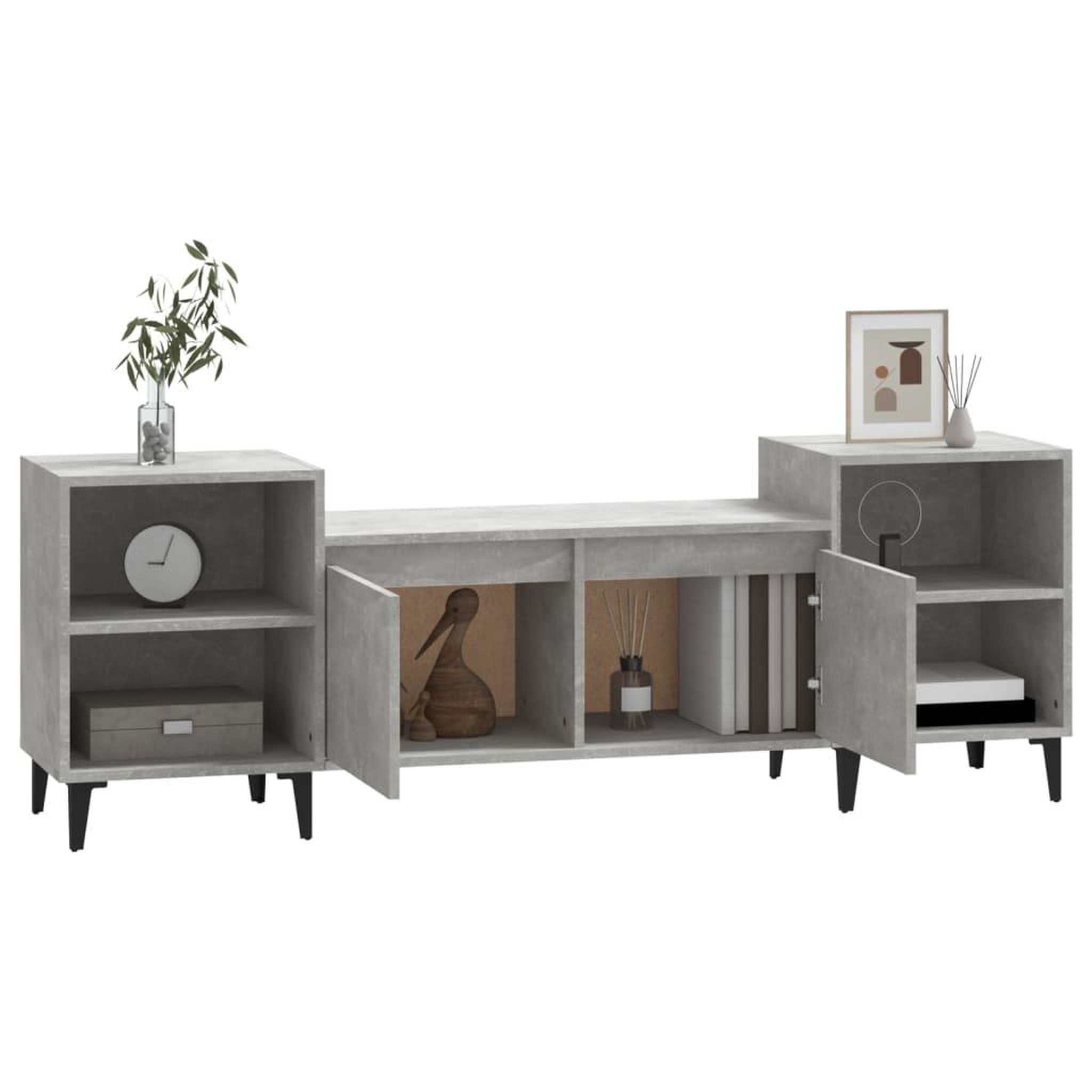 Voir la diapositive 4 : VIDAXL Meuble TV Gris beton 160x35x55 cm Bois d'ingenierie