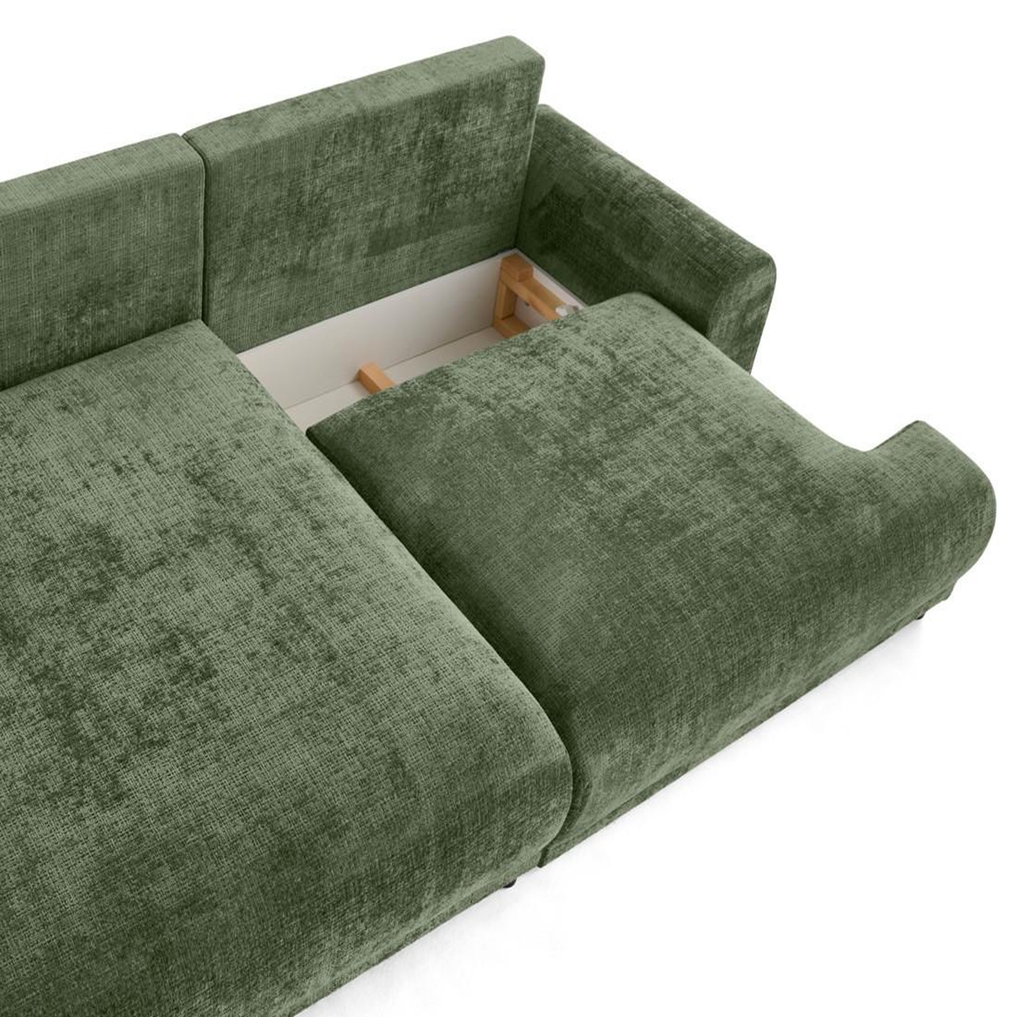 Voir la diapositive 3 : LISA DESIGN Nelly - canapé d'angle gauche 4 places convertible avec coffre en velours texturé