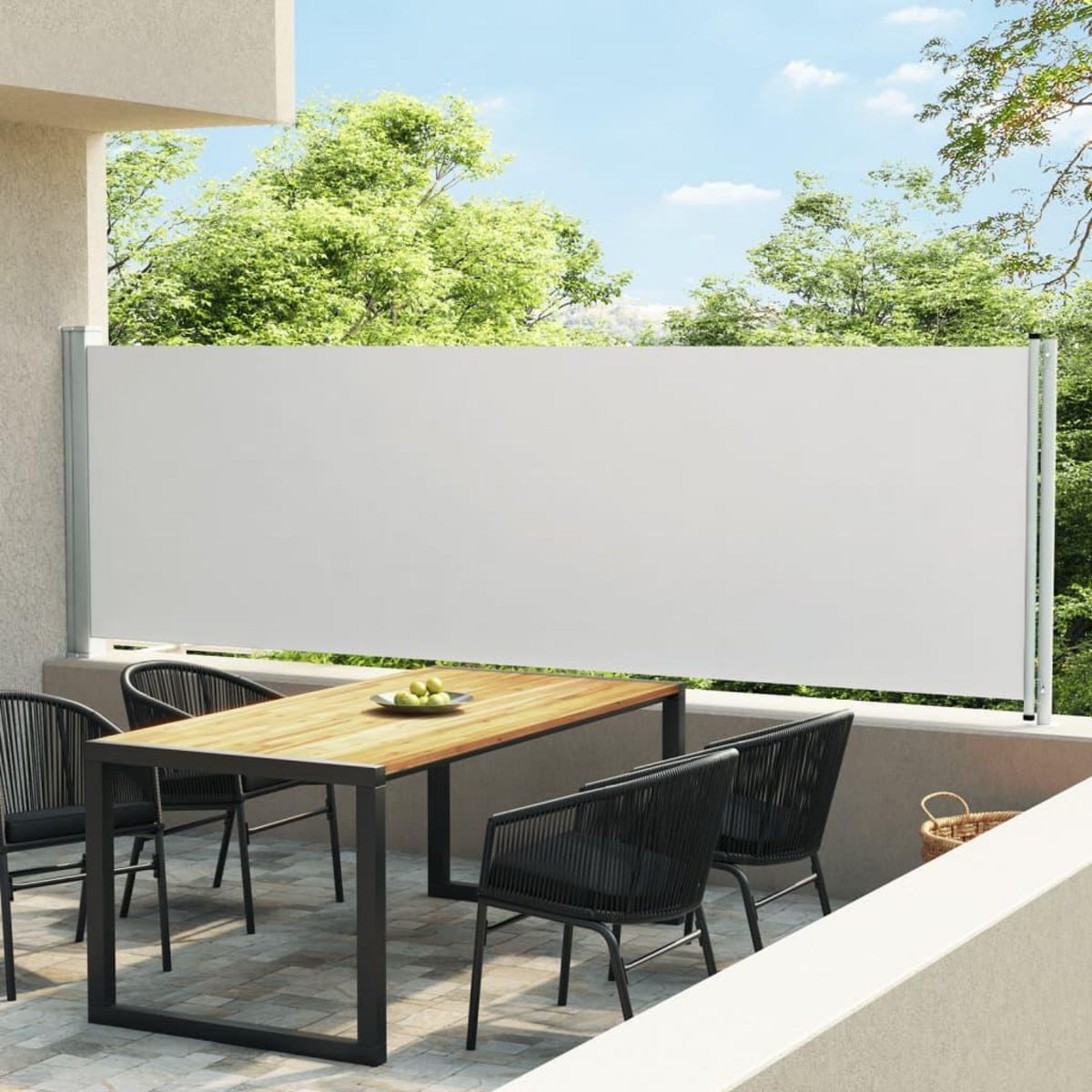 VIDAXL Auvent lateral retractable de patio 140x600 cm Creme