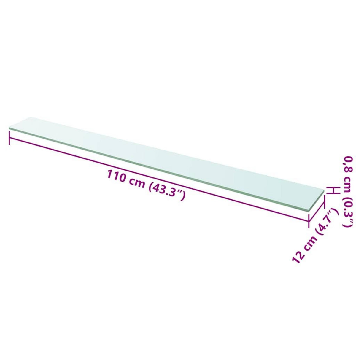 VIDAXL Panneaux d'etagere 2 pcs Verre Transparent 110x12 cm