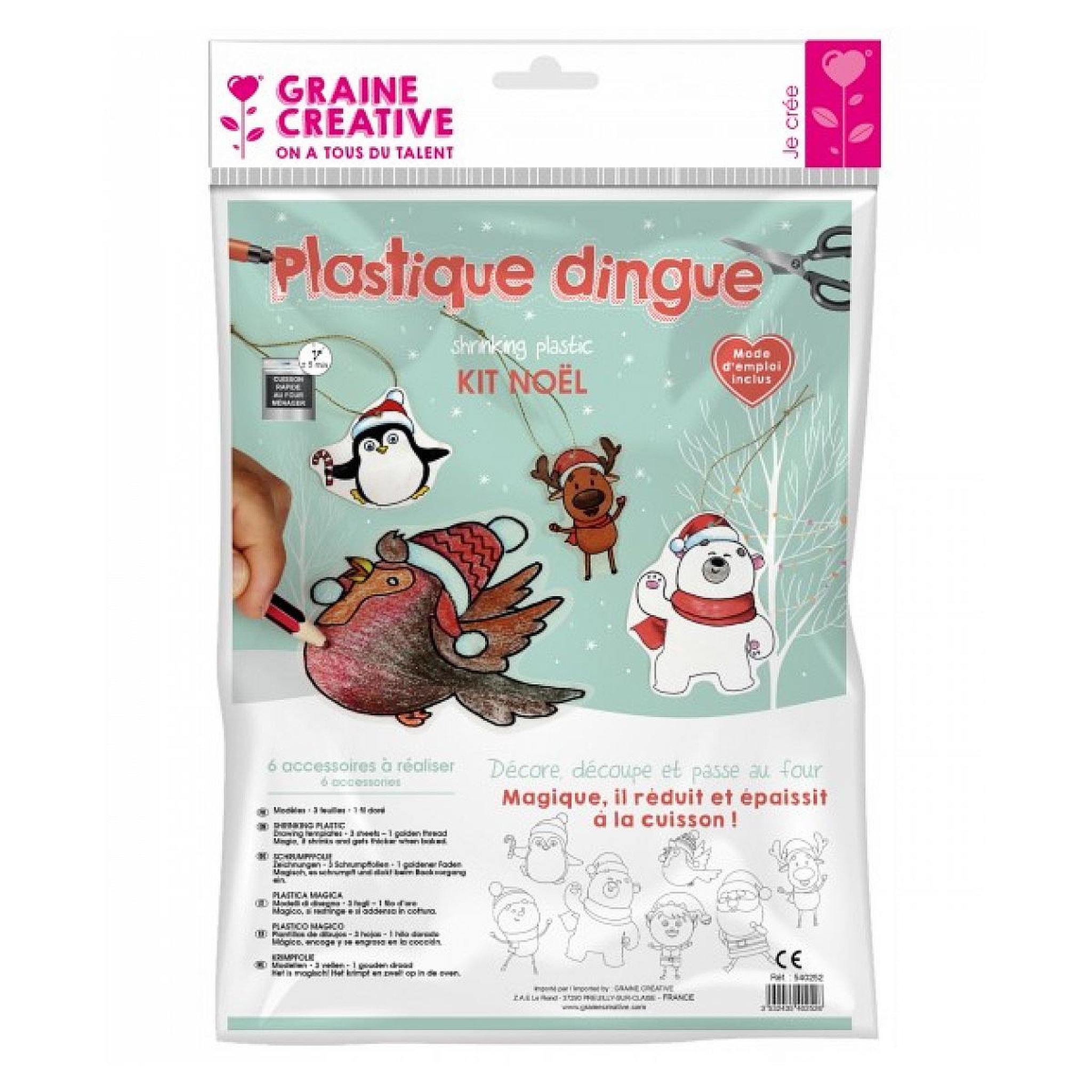 Graine créative Kit plastique dingue 7 suspensions noel