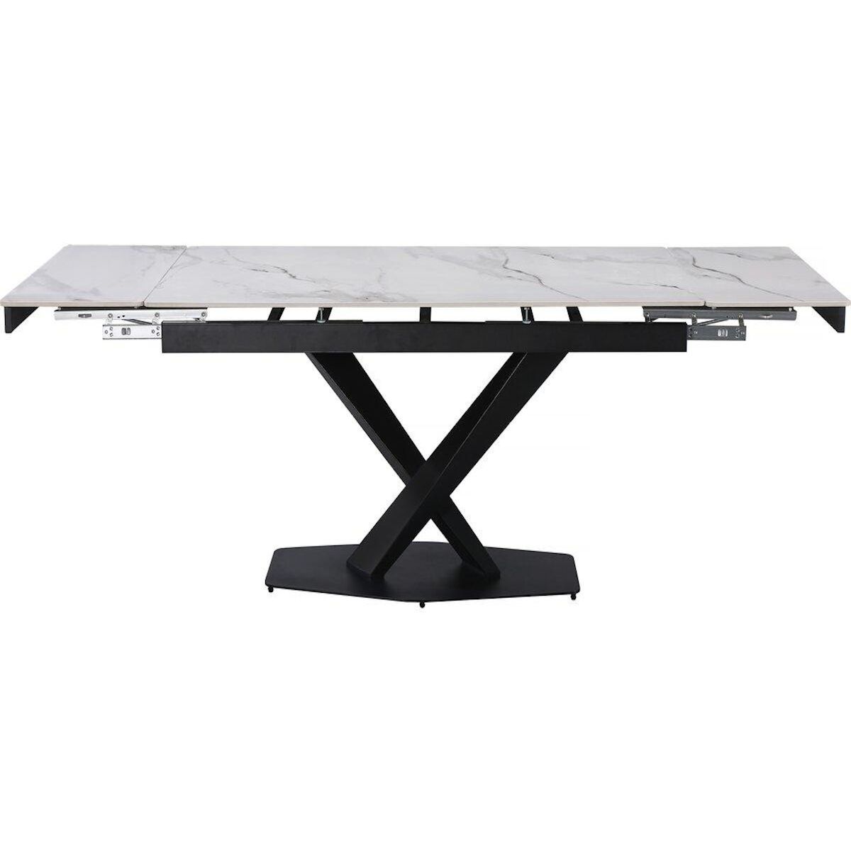 Habitat et Jardin Table à manger extensible en céramique 6 à 10 personnes  Silence  - Blanc marbré gris