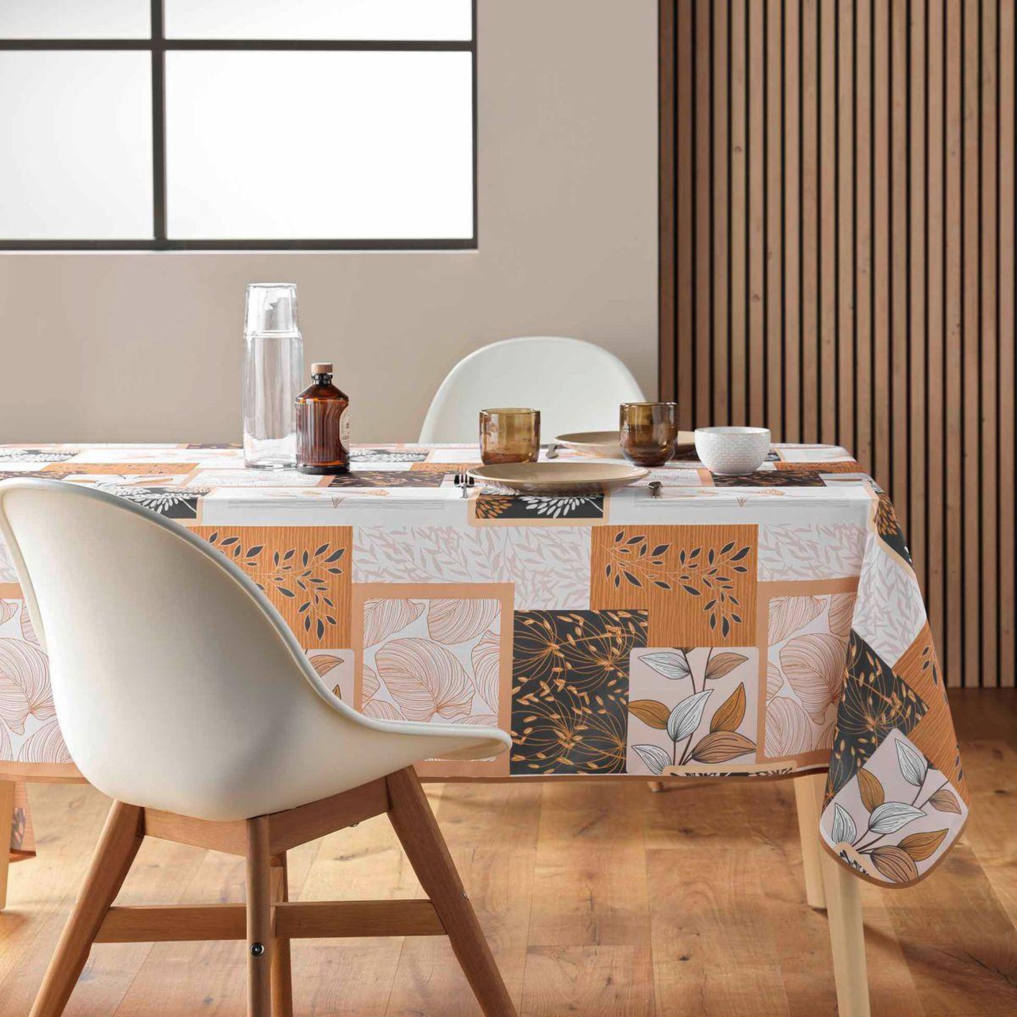 Voir la diapositive 4 : Douceur d'Intérieur Nappe antitache imprimé  faya  150x240cm naturel
