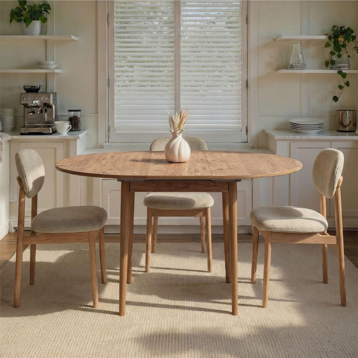 Habitat et Jardin Table à manger extensible en bois  Viona  100 x 100 x 75 cm - Pin atlantique