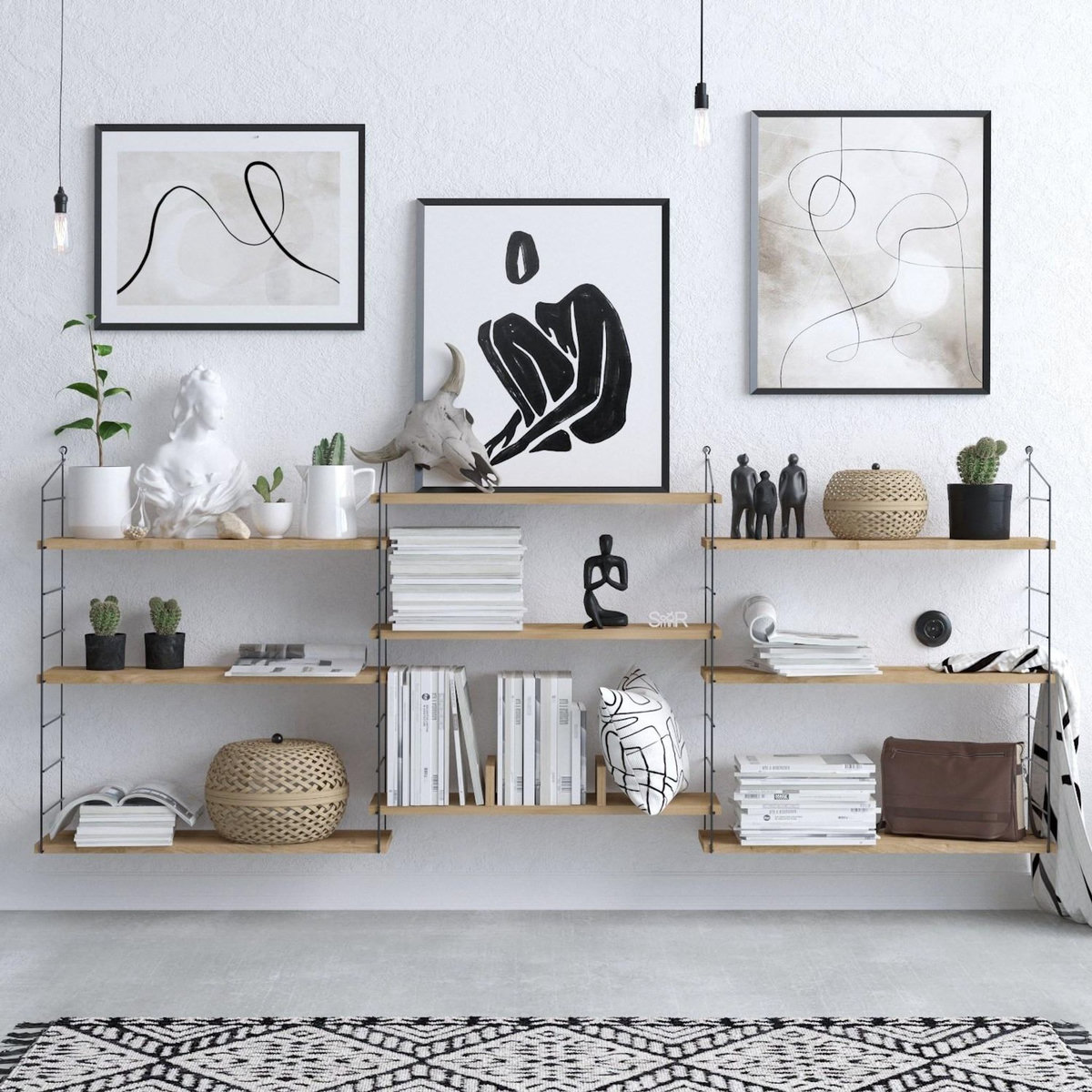 Habitat et Jardin Bibliothèque en bois  Laba  - 216 x 20 x 85 cm - Chêne