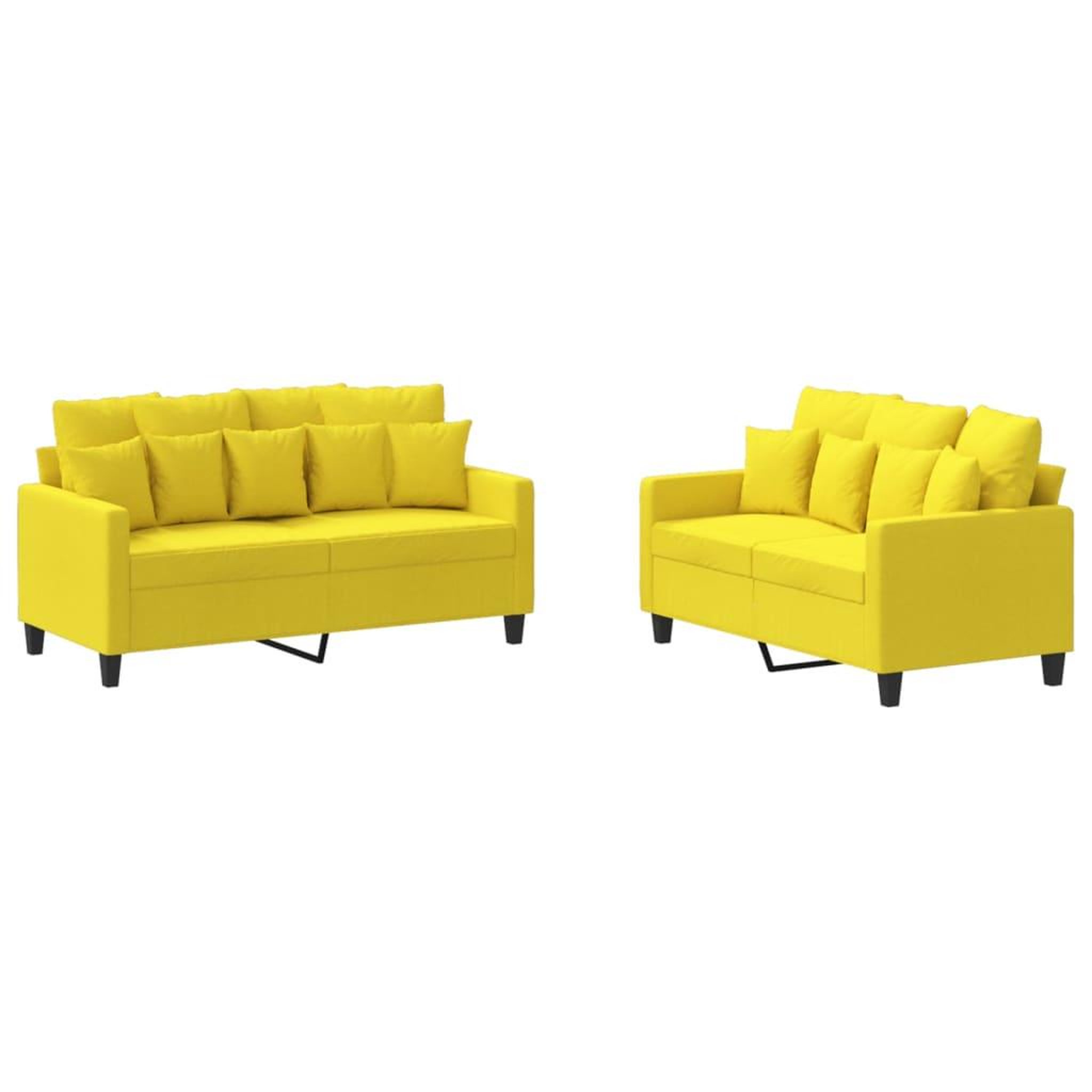 Voir la diapositive 2 : VIDAXL Ensemble de canapes 2 pcs avec coussins Jaune clair Tissu
