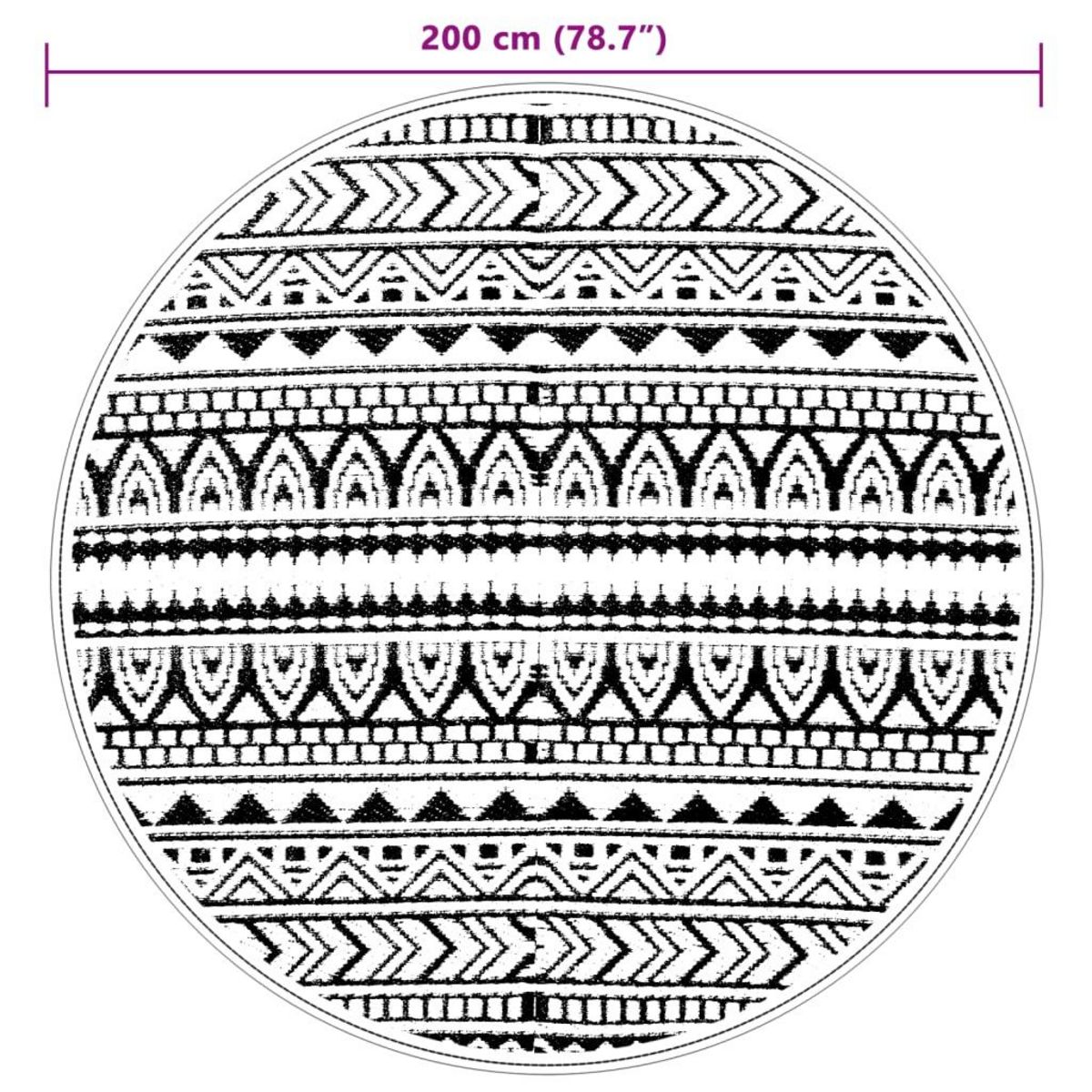 VIDAXL Tapis d'exterieur ARAKIL noir Ø200 cm PP